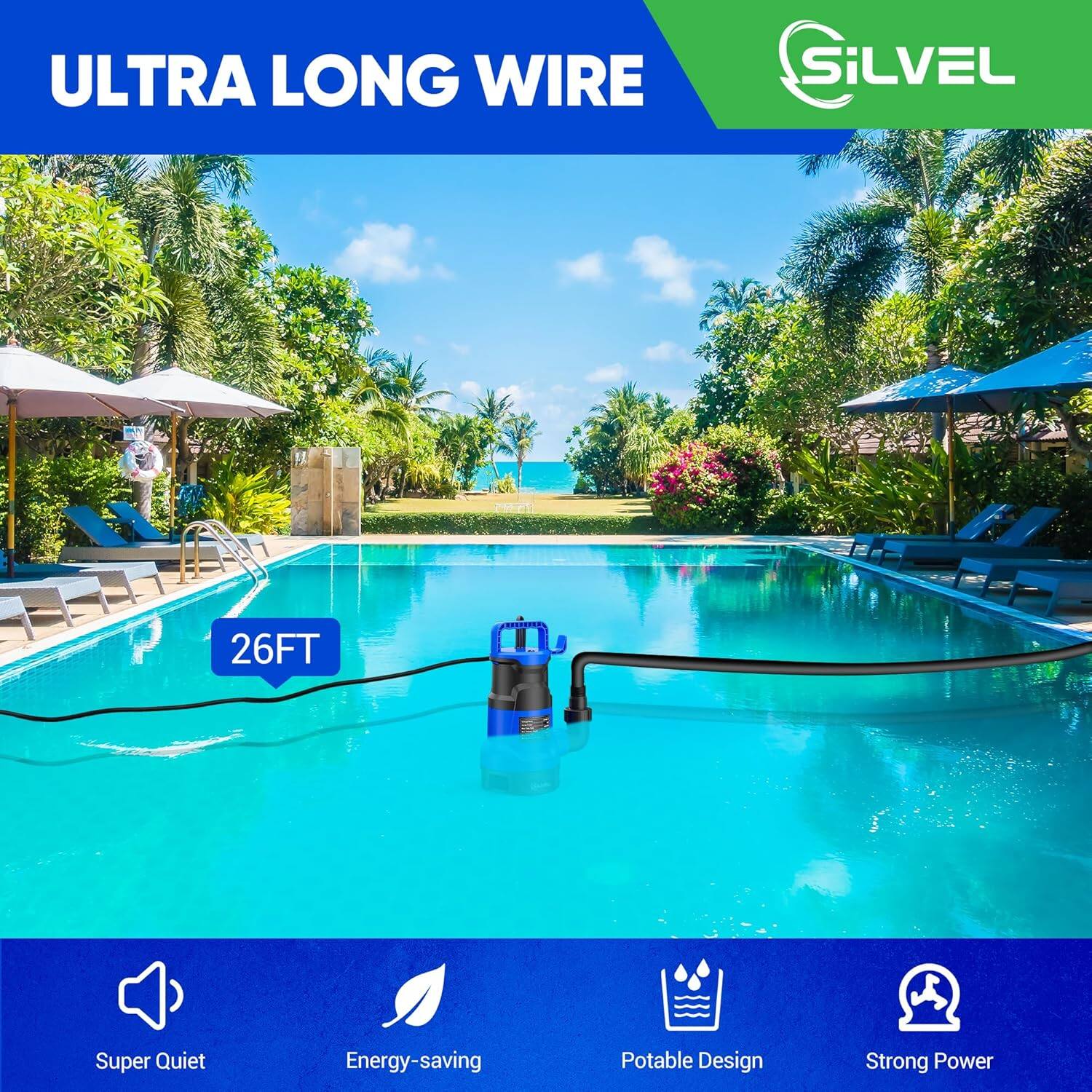 ULTRA LONG WIRE  
26FT  
Super Quiet  
Energy-saving  
Potable Design  
Strong Power