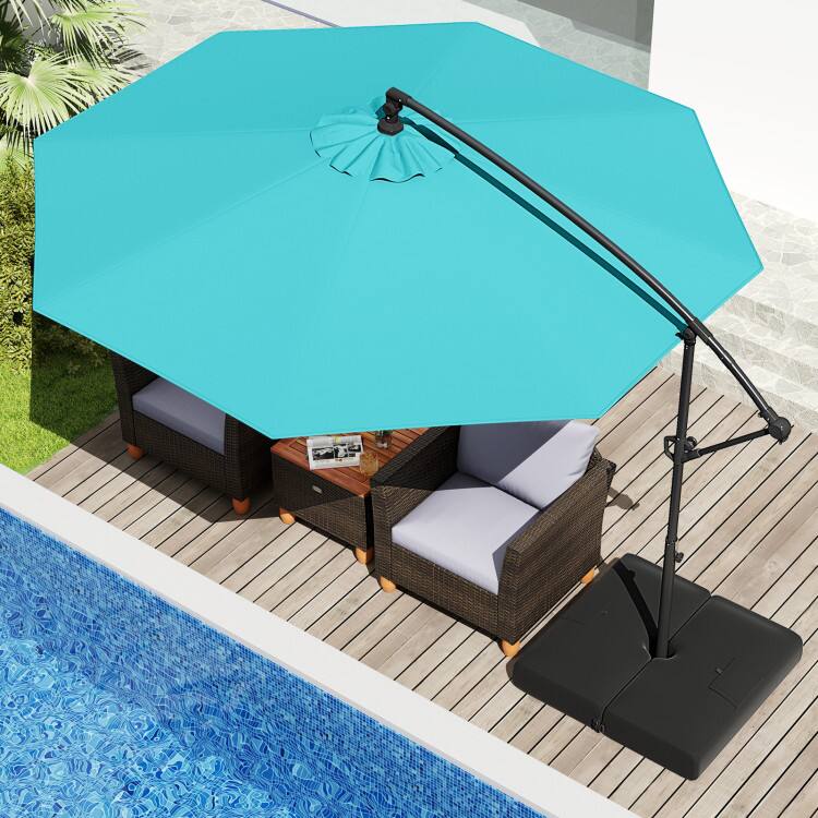 Alt View 1. SlickBlue - 10-ft Hanging Offset Patio Umbrella with Tilt Function and Base Included - Turquoise.