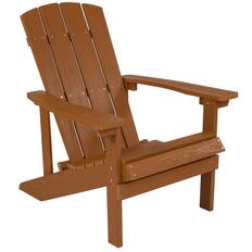 Front. Emma + Oliver - All-Weather Poly Resin Wood Adirondack Chair - Teak.