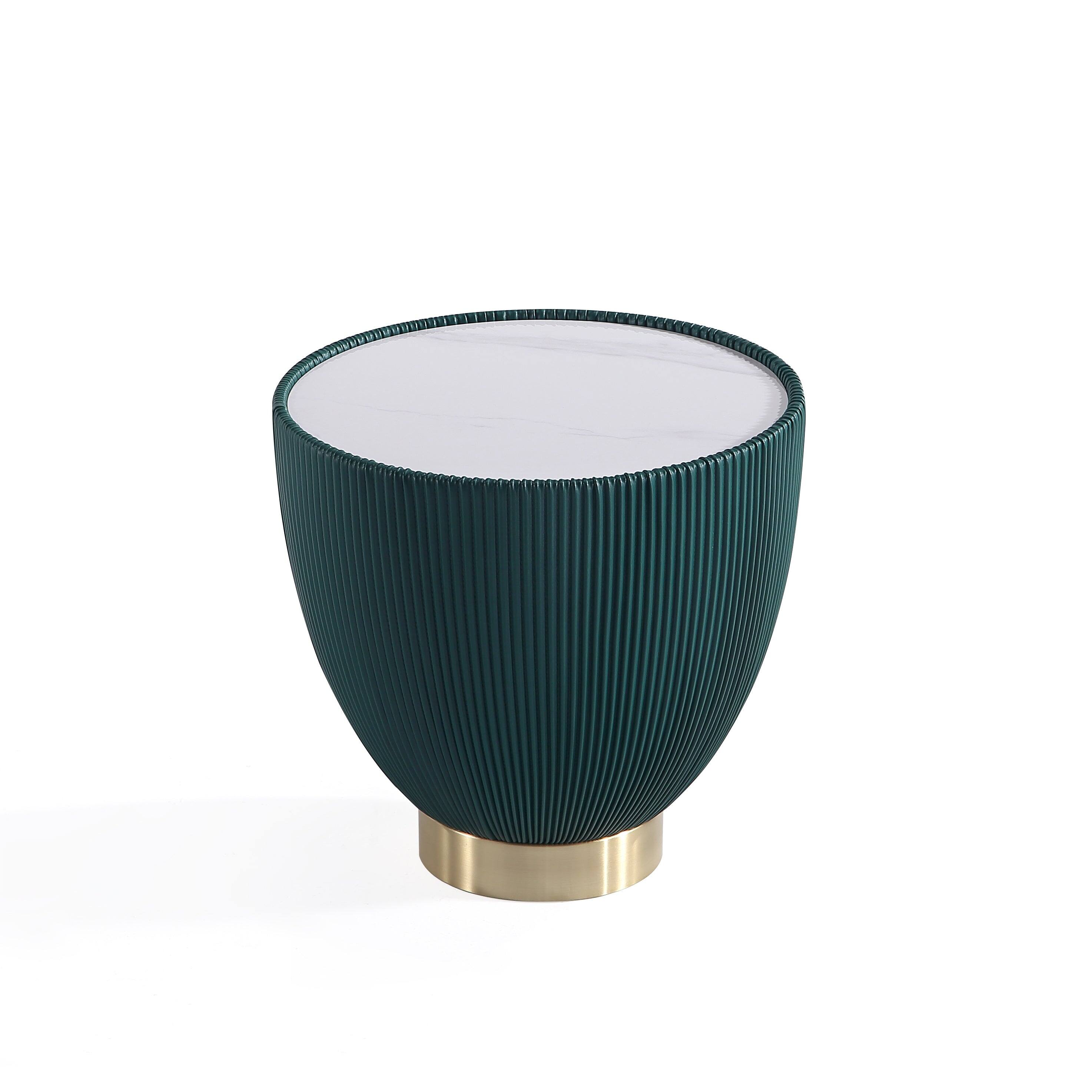 Alt View 4. Manhattan Comfort - Anderson Modern Sintered Stone Top Upholstered End Table - Set of 2 - Green.