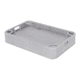 SUNJOY - Wicker Floating Pool Tray 36x24'' Durable & Sturdy Frame Pool Accessory Tray Fits Most Pool Sizes - Grey