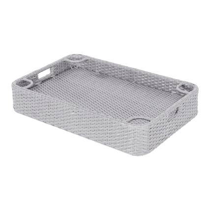 Front. SUNJOY - Sunjoy Wicker Floating Pool Tray 36x24'' Durable & Sturdy Frame Pool Accessory Tray Fits Most Pool Sizes - Grey.