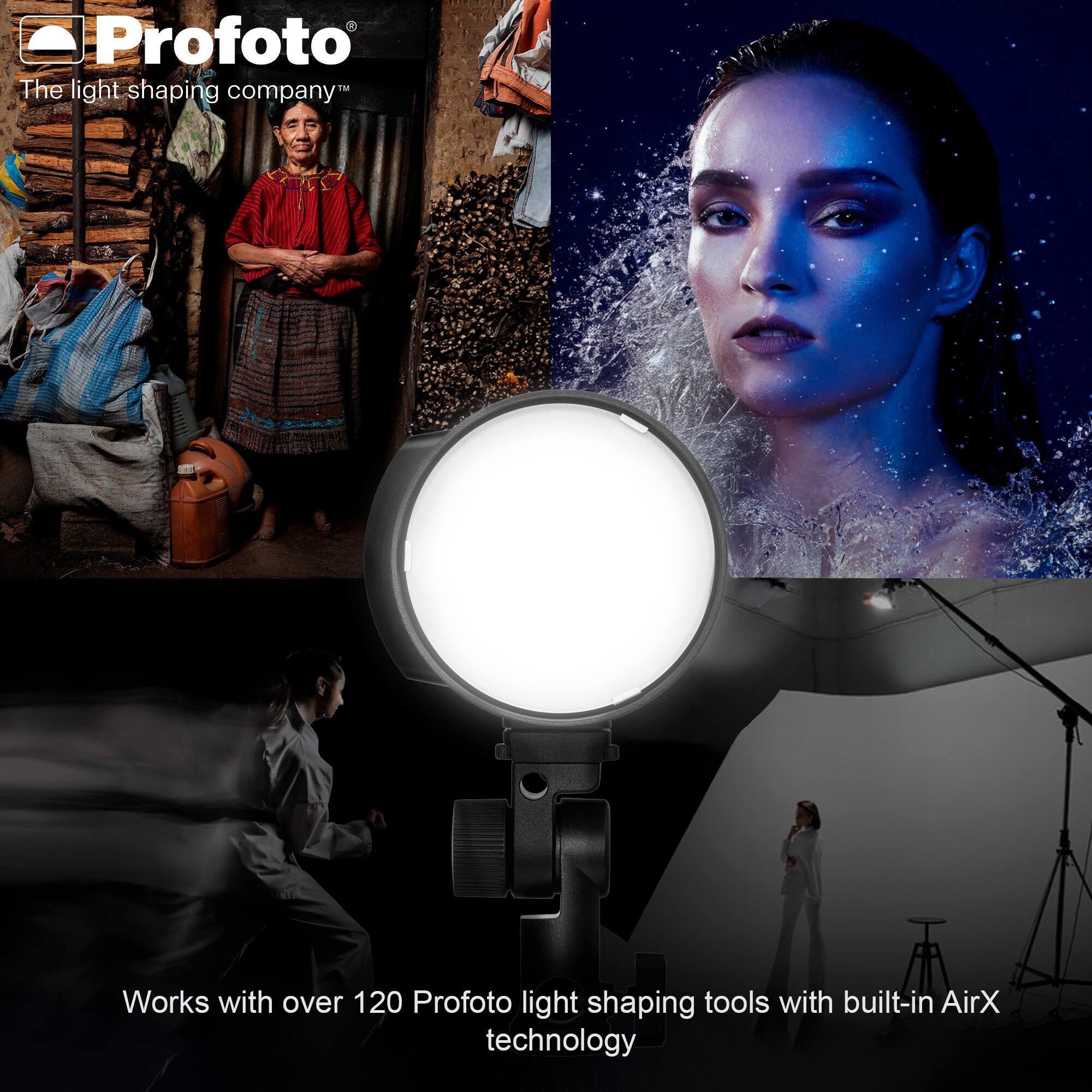 Profoto  
The light shaping company™  

Works with over 120 Profoto light shaping tools with built-in AirX technology