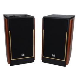 Dual - Bookshelf Speakers Pair | 2-Way Design | Bluetooth | Class-D Amp | Cherrywood & Black Finish | Remote - Cherrywood and Black