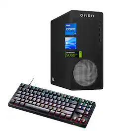HP - OMEN 16L Gaming Desktop, i7-14700F, 64GB DDR5, 1TB SSD, RTX 5060 Ti, Wi-Fi 6, Win 11, Thunderobot Keyboard Bundle - Black