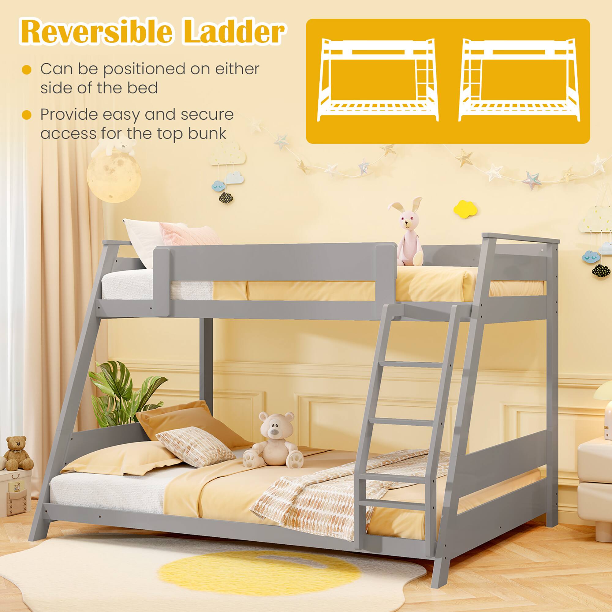Reversible Ladder

- Can be positioned on either side of the bed
- Provide easy and secure access for the top bunk