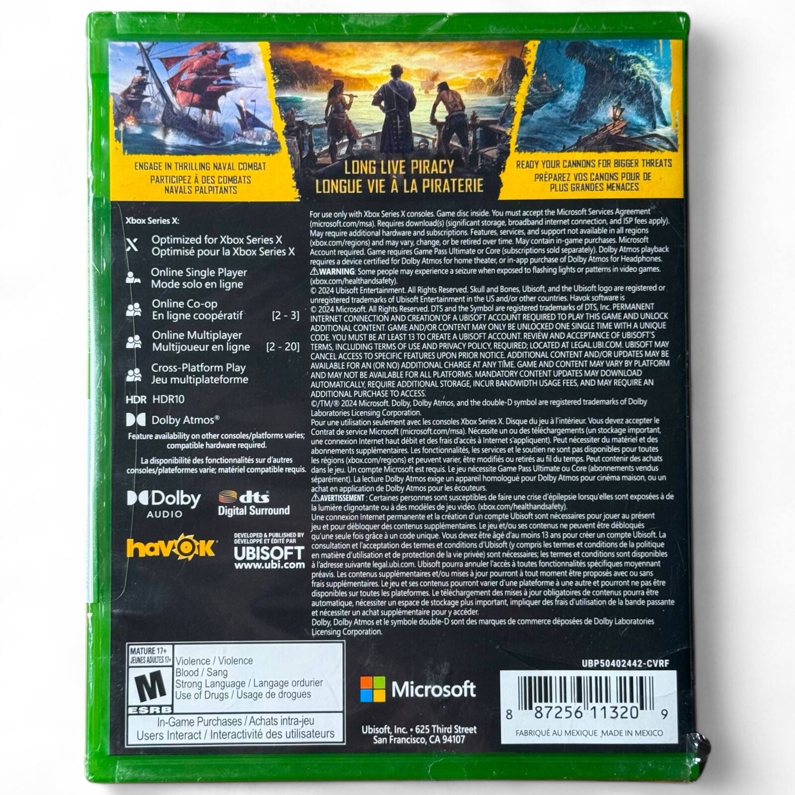 ENGAGE THRILLING COMBAT PARTICIPEZ COMBATS NAVALS PALPITANTS LONG LIVE PIRACY LONGUE VIE LA PIRATERIE CANNONS RISBER THREATS PRPAREZ CANONS GRANDES MENACES Microsoft Agreement Requires (significant broadband connection subscriptions. available Optimized Xbox Series change. in-game purchases Microsoft Optimis pour Xbox Series subscriptions separately) purchase Headphones Online Single Player experience exposed flashing patterns Mode ligne intertainment Reserved registered trademarks Online Co-op trademarks PERMANENT Microsoft registered ligne coopratif INTERNIT ACCOUNT REQUIRED ADDITIONAL CONTENT UNLOCKED UNIQUE Online Multiplayer ACCOUNT ACCEPTANCE UBISOFTS Multijoueur ligne INCLUDING REQUIRED FEATURES CONTENT AND/OR UPDATES ADDITIONAL CONTENT PLATFORM Play CONTENT DOWNLOAD AVAILABLE PLATFORMS MANDATORY multiplateforme ADDITIONAL STORAGE BANDWDTH REQUIRE ADDITIONAL PURCHASE HDR10 Microsoft symbol registered trademarks C/TM/8 Laboratories Licens