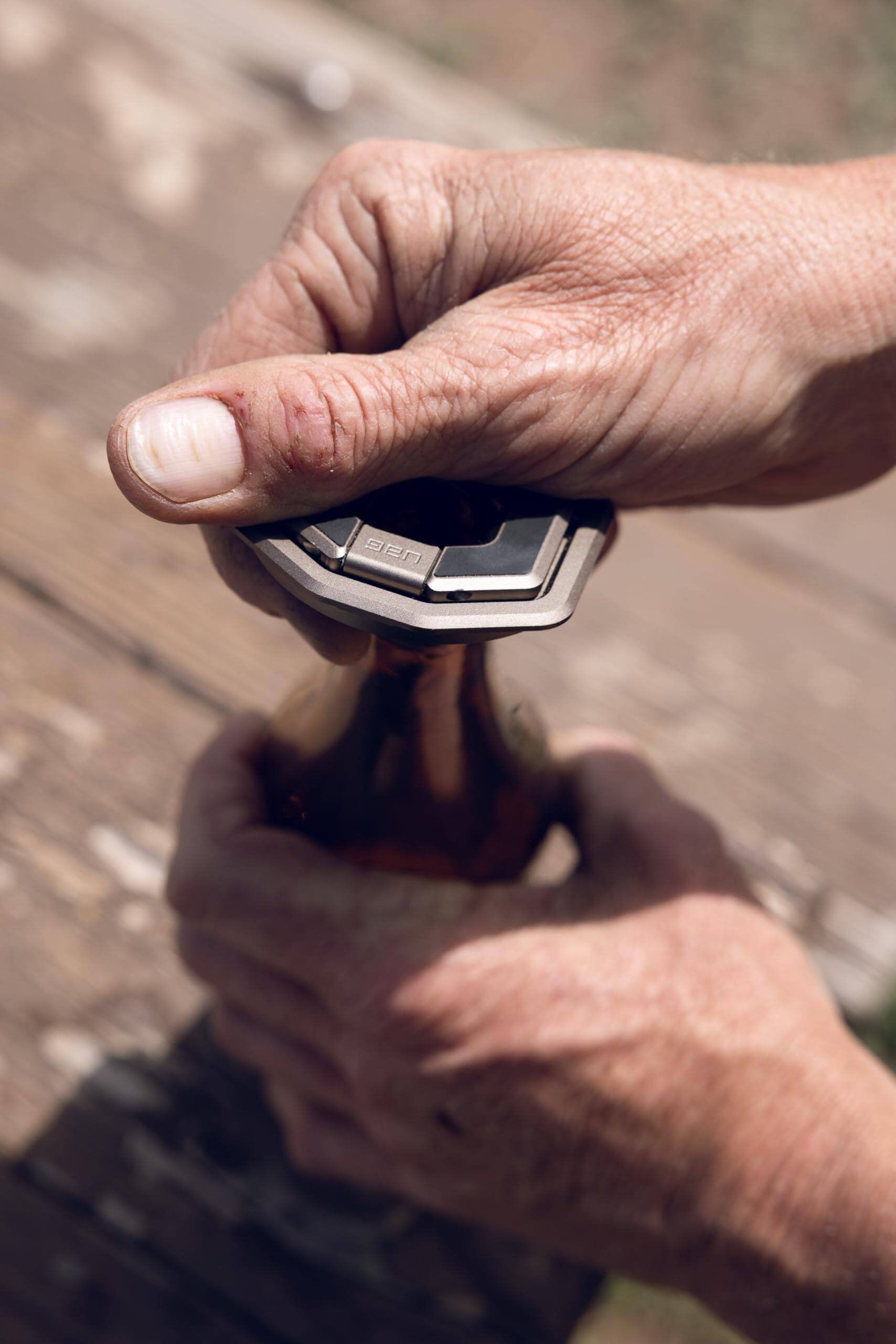 Alt View 3. UAG - Magnetic Ring Stand with Built-in Bottle Opener, Universal MagSafe Phone Grip & Stand - Black.