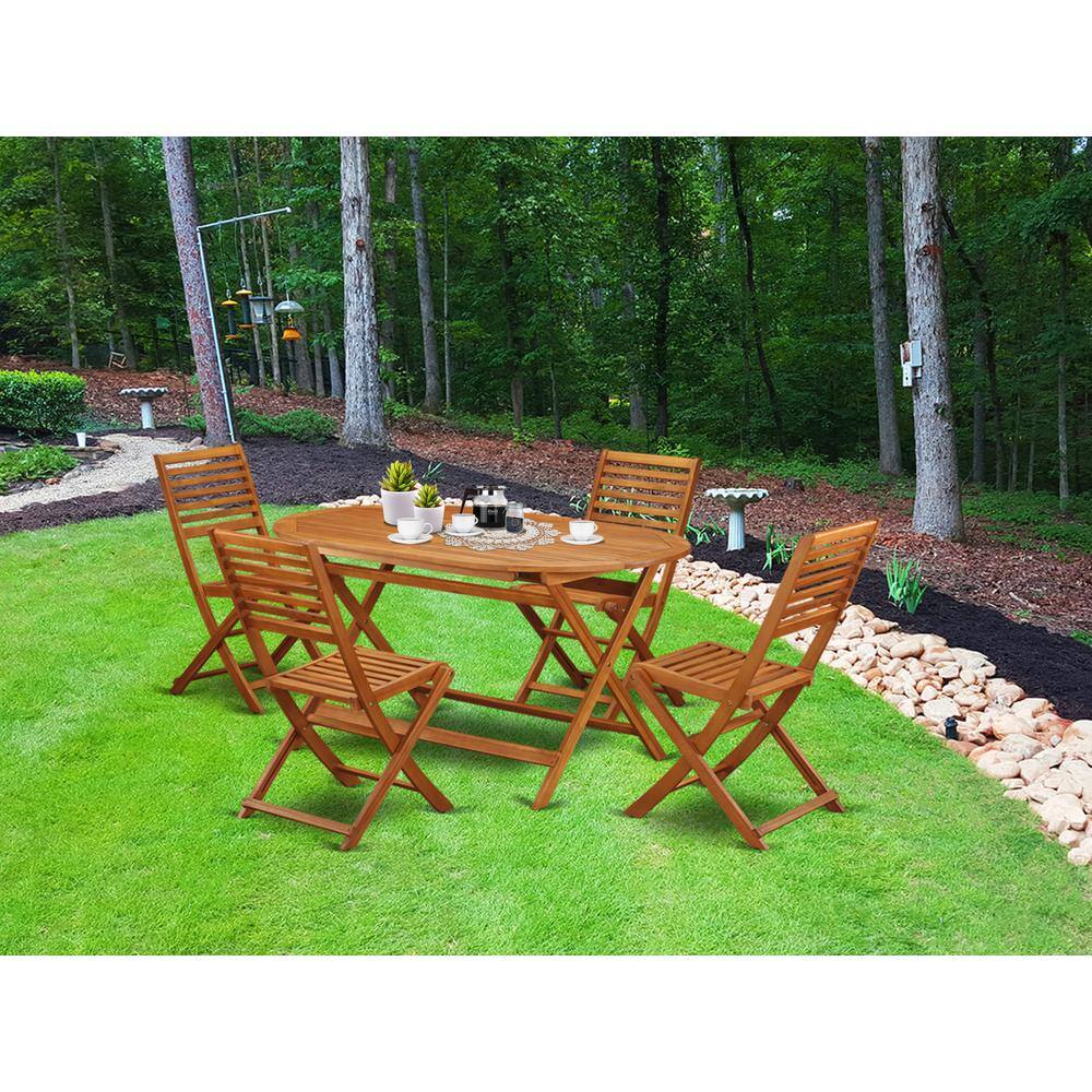 Back. East West Furniture - Wooden Patio Set Natural Oil - Brown.