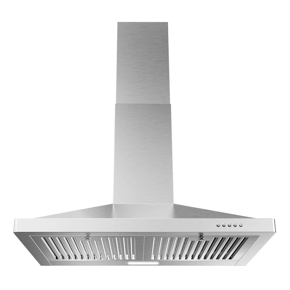 Front. Streamline - 30 in. Stadera Ducted Wall Mount 220 CFM Range Hood, Baffle Filters, Push Button Control, LED Light - Brushed Stainless Steel.