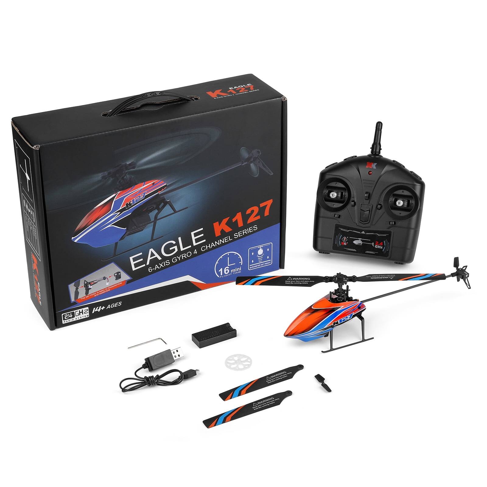 K127 SERIES  
EAGLE  
6-AXIS GYRO 4 CHANNEL  
16 mini  
2.4 GHz  
14+ AGES  

K127 SERIES  
EAGLE  
6-AXIS GYRO 4 CHANNEL  
16 mini  
2.4 GHz