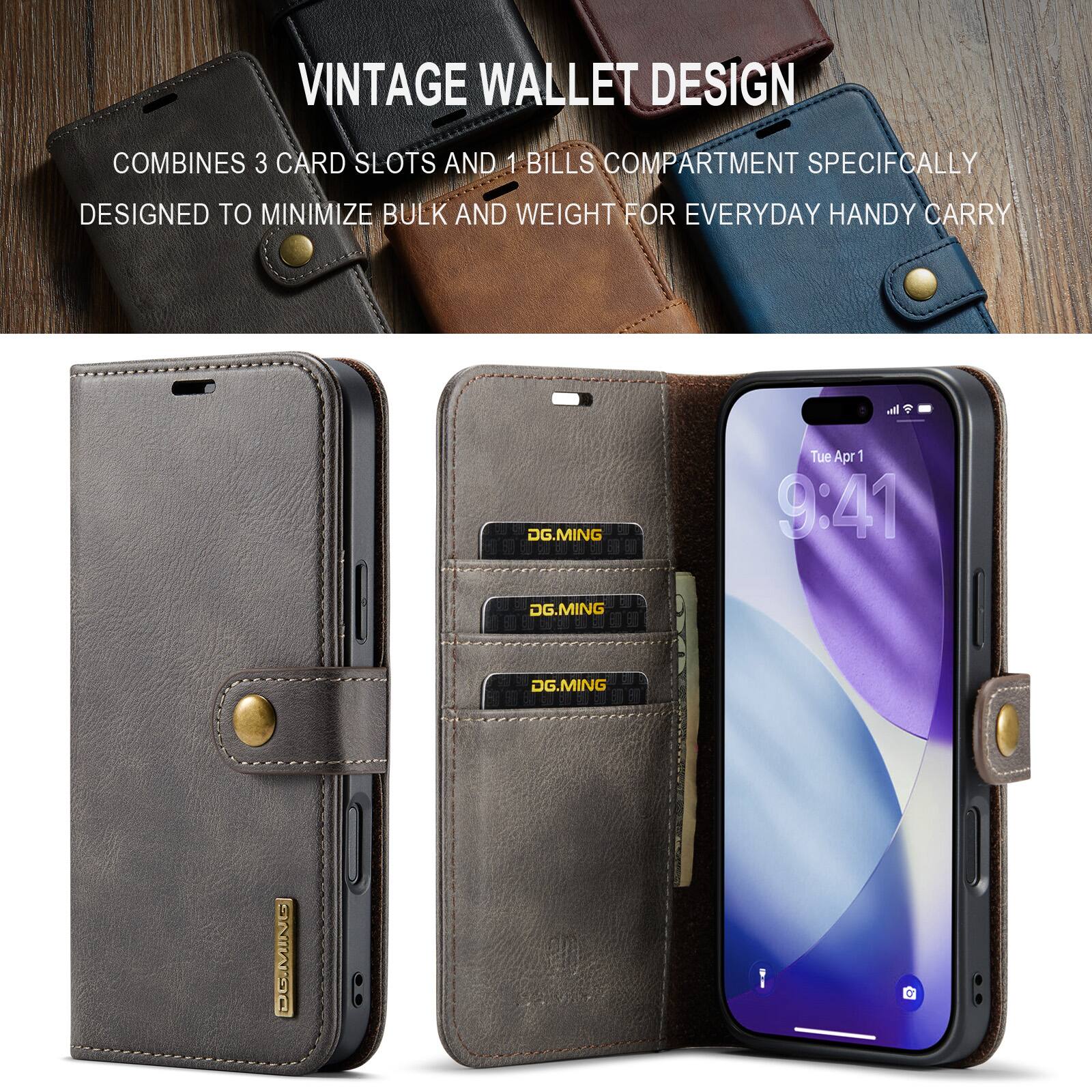 VINTAGE WALLET DESIGN  
COMBINES 3 CARD SLOTS AND 1 BILLS COMPARTMENT SPECIFICALLY DESIGNED TO MINIMIZE BULK AND WEIGHT FOR EVERYDAY HANDY CARRY