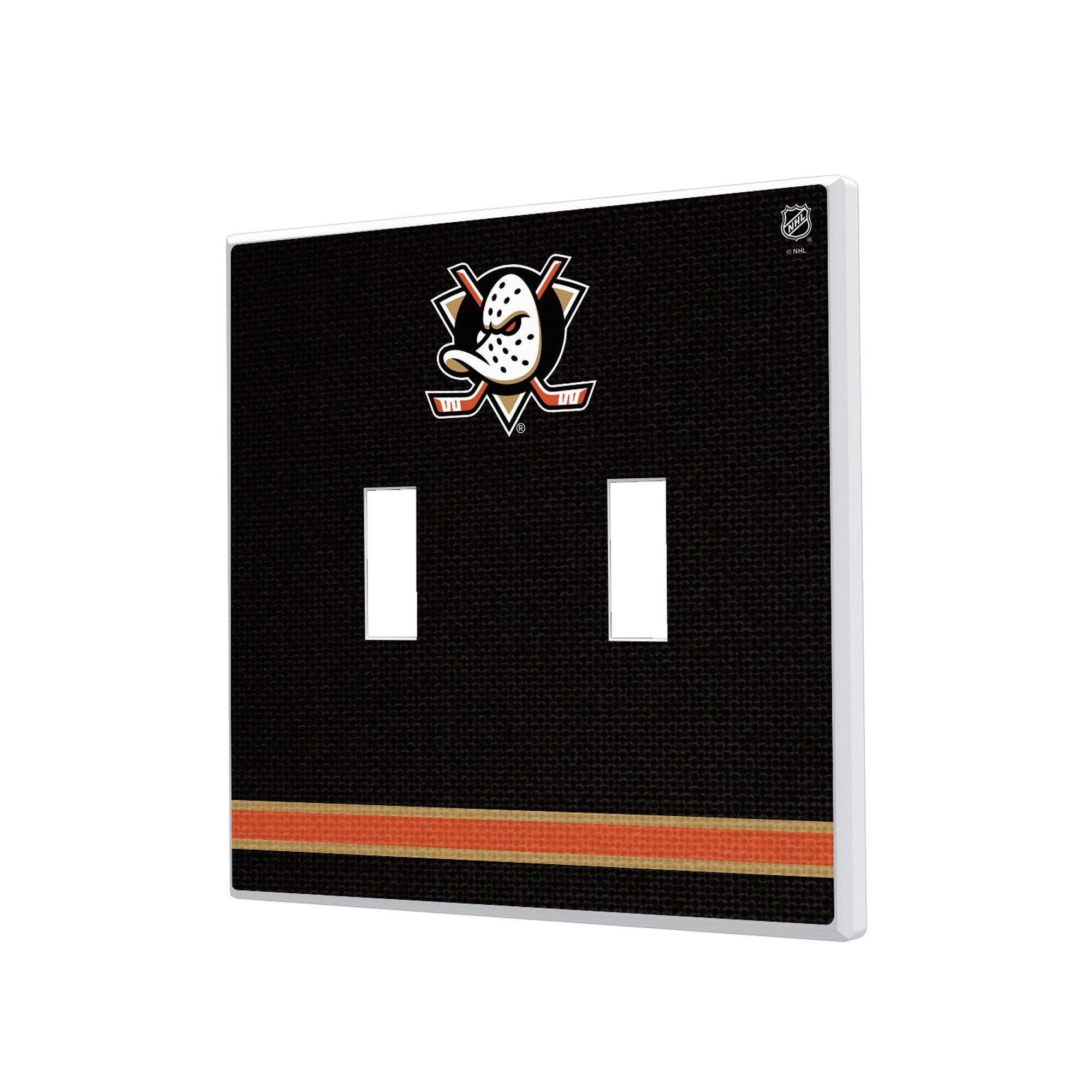 Front. Keyscaper - Anaheim Ducks Double Toggle Lightswitch Plate - Multicolor.