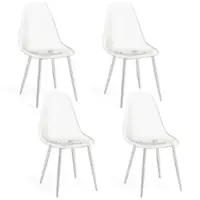Costway Dining Chair Set of 4 with Heavy-Duty Electroplated Metal Legs Curved Back Armless - Silver - Front_Zoom