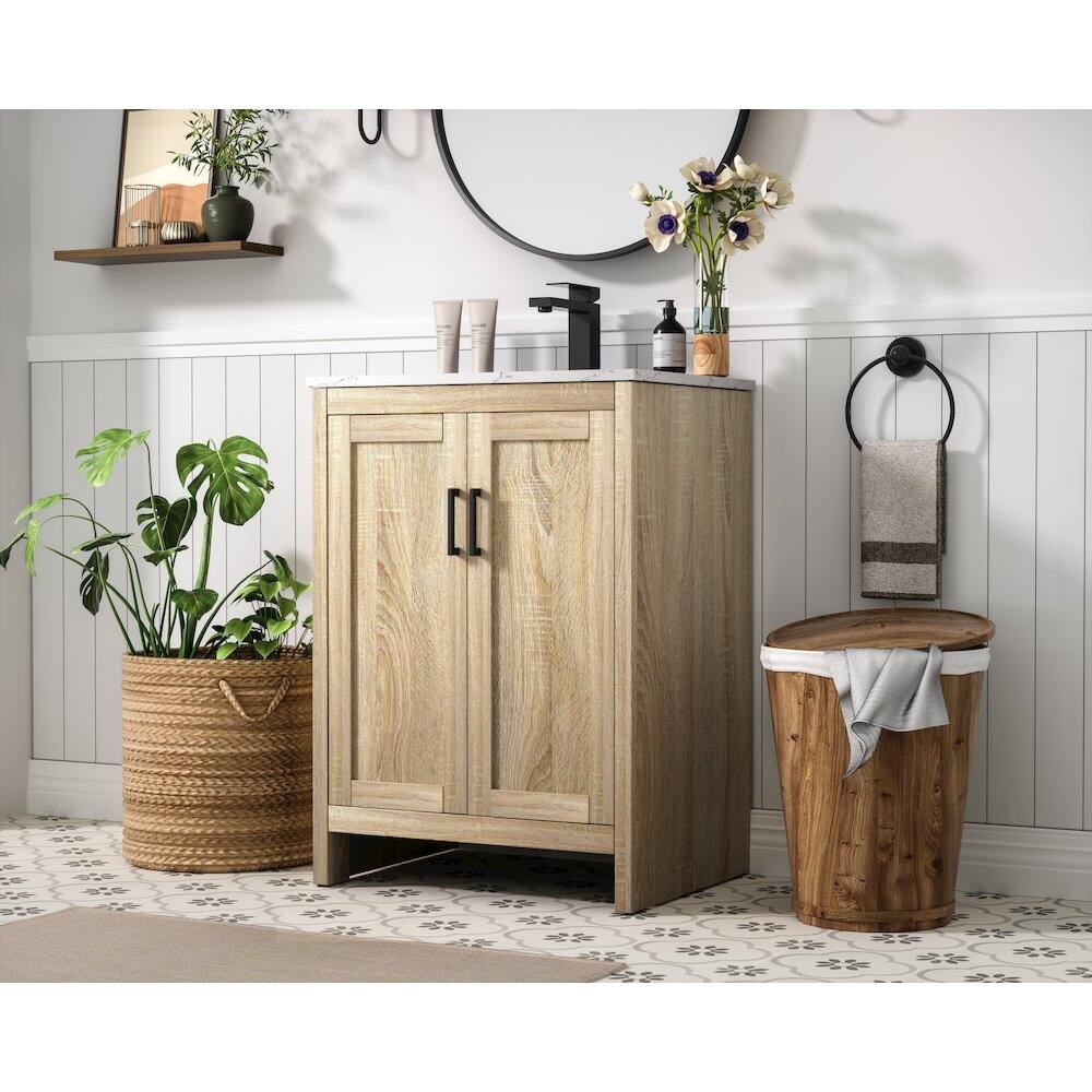 Alt View 8. Elegant Kitchen and Bath - Finnley 24 Inch Single Bathroom Vanity In Mango Wood - Mango Wood.