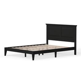 Hivvago - Queen Traditional Solid Oak Wooden Platform Bed Frame with Headboard - Black