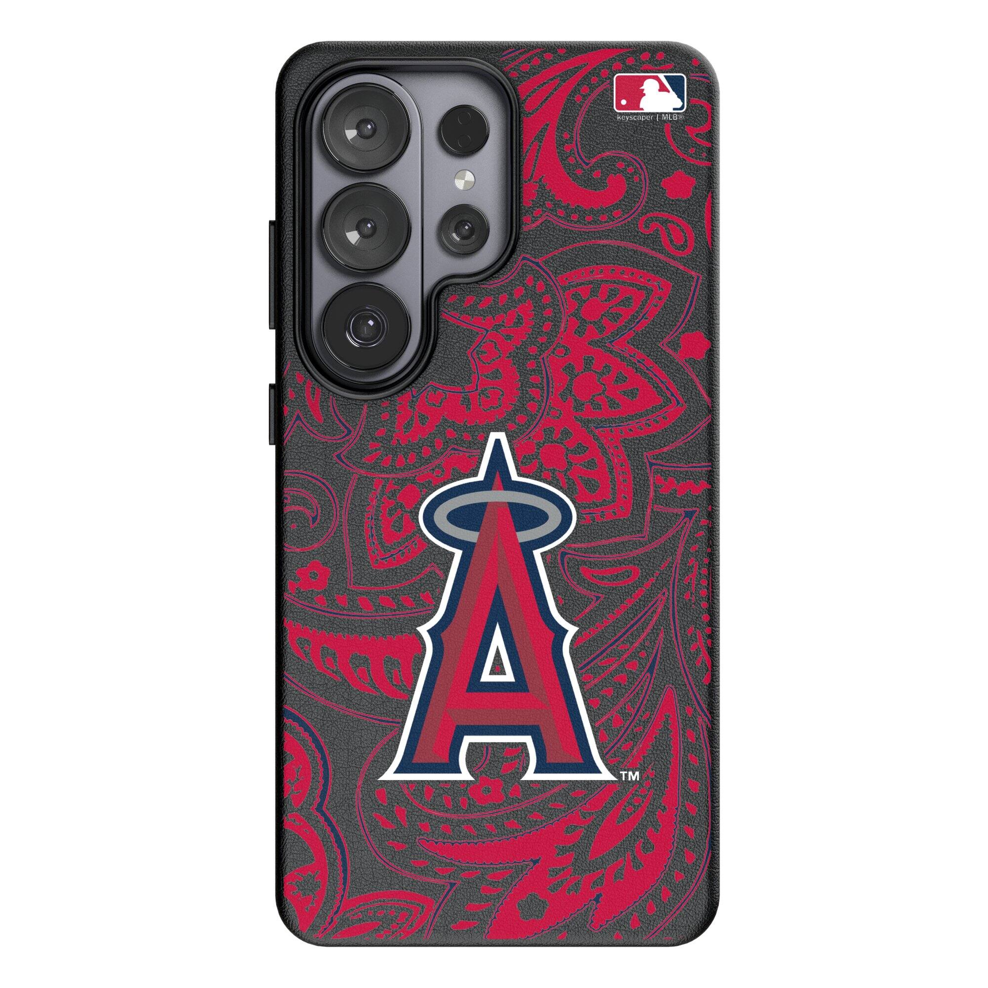 Front. Keyscaper - Los Angeles Angels Paisley Galaxy Magnetic Bump Case - S24 Ultra - Black.