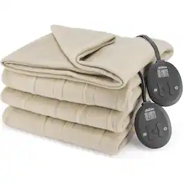 MOSZAR LLC - Heated Electric Blanket King 90"x100" – Ultra Fleece, 12 Heat Levels, Beige - Pebble