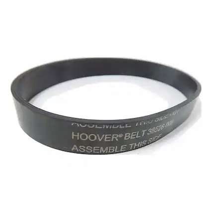 Sure, here is the corrected and grouped text from the image:
---
**HOOVER® BELT 38528-008**
**ASSEMBLE THIS SIDE**
---
This text is printed on the belt.