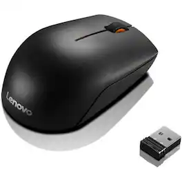 Lenovo - 300 Wireless Compact Mouse Compact and portable design - 2.4 GHz Wireless via Nano USB-A Receiver - Wireless - Black