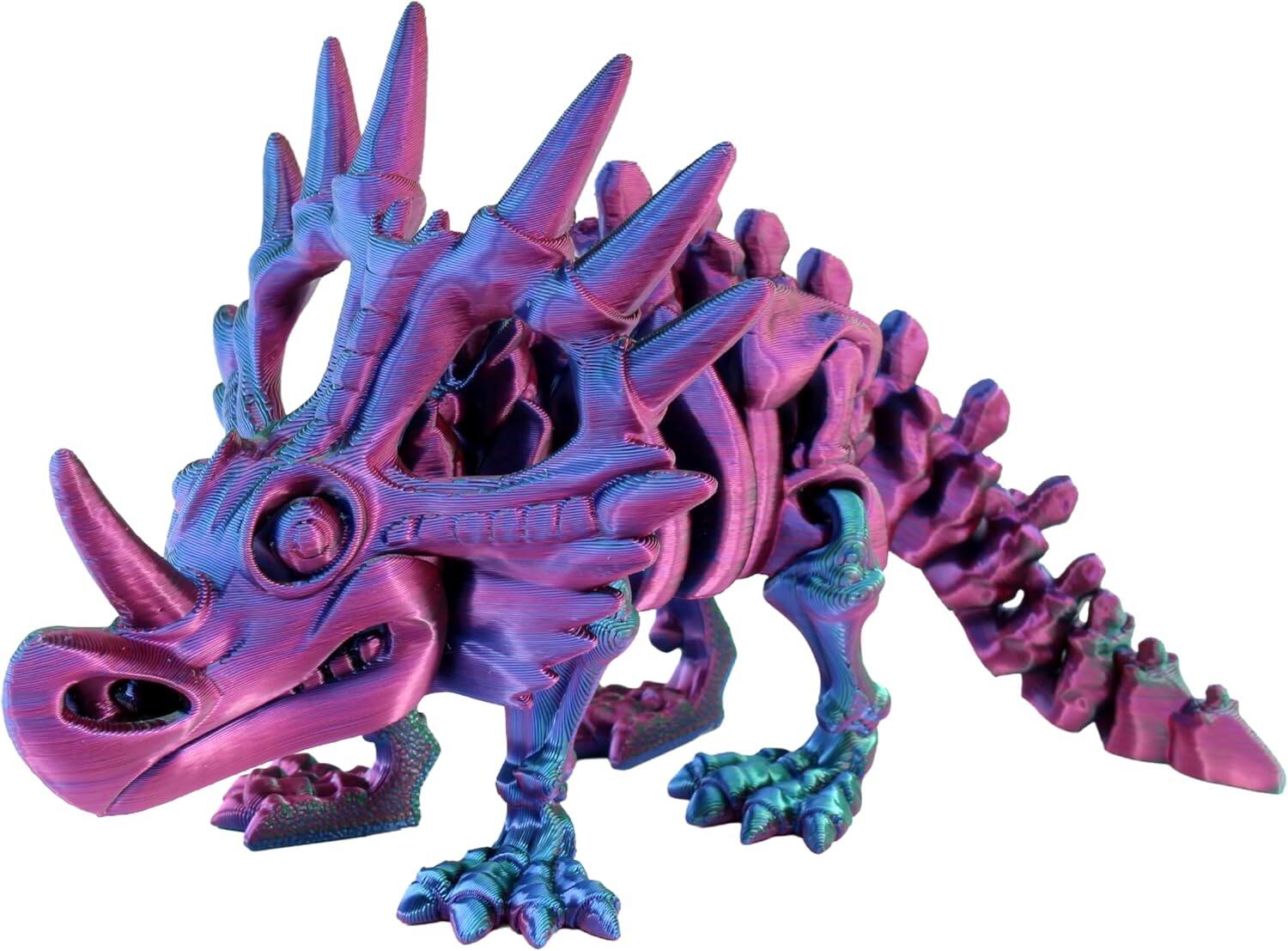 3D Printed Skeleton Styracosaurus, Prehistoric Collectible Articulating Dinosaur 3D Figurine Desk Decoration by PowerTRC