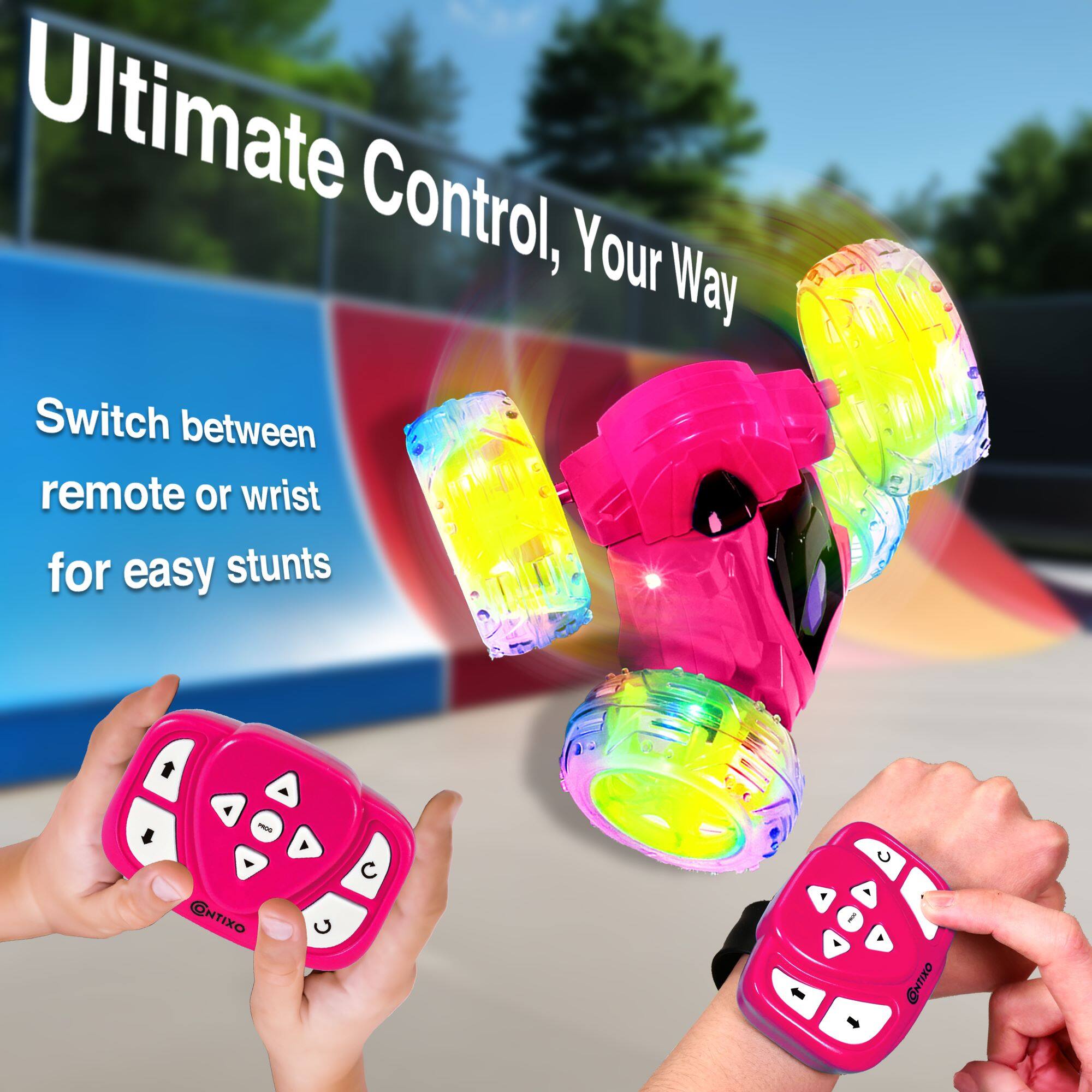 Ultimate Control, Your Way
Switch between remote or wrist for easy stunts
A - Y CNTIXO
4 C c 4 I - C ONTIXO