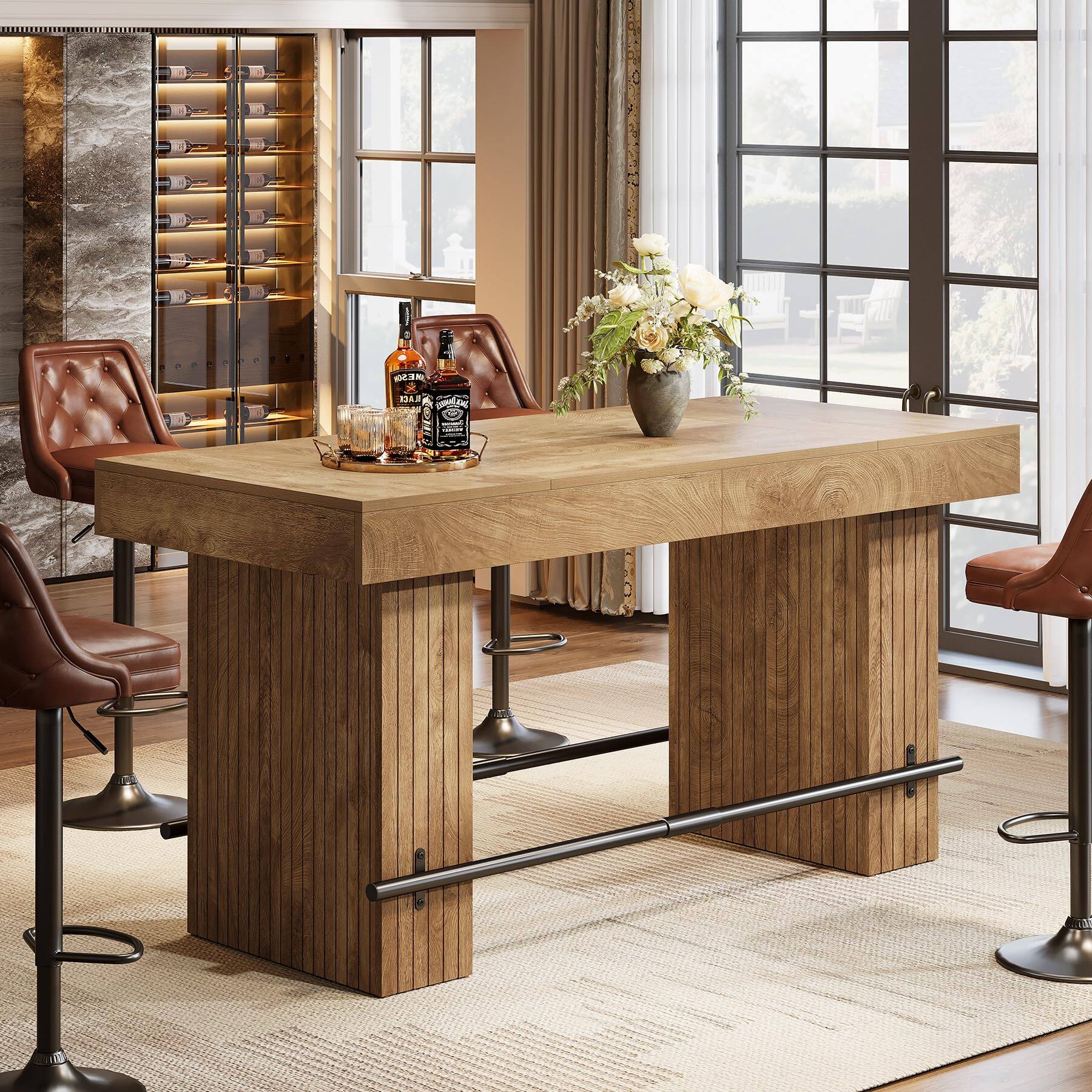 Tribesigns 62.2 Inch Bar Table, Counter Height Table, High Top Dining ...