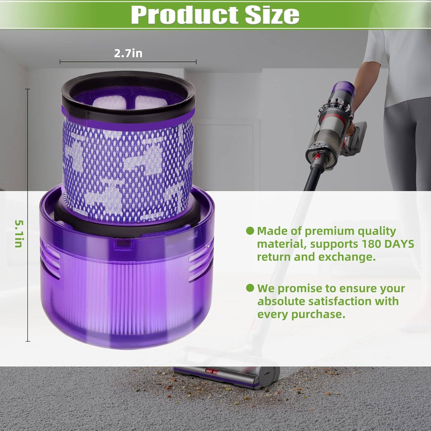 Product Size

2.7in  
5.1in

- Made of premium quality material, supports 180 DAYS return and exchange.
- We promise to ensure your absolute satisfaction with every purchase.