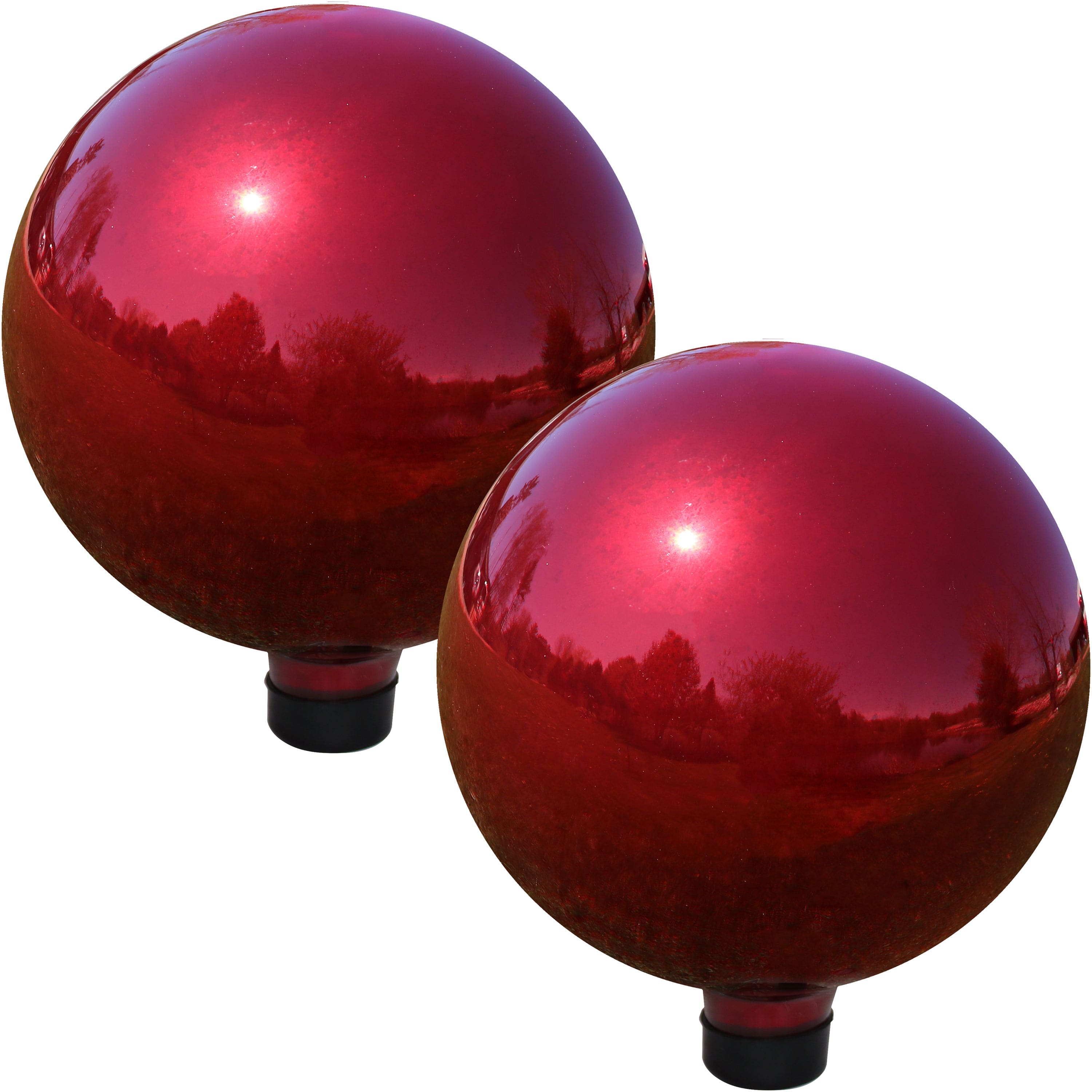 Sunnydaze - Mirrored Glass Gazing Globe - 10 in - Set of 2 - Red price history on PriceWatchPro