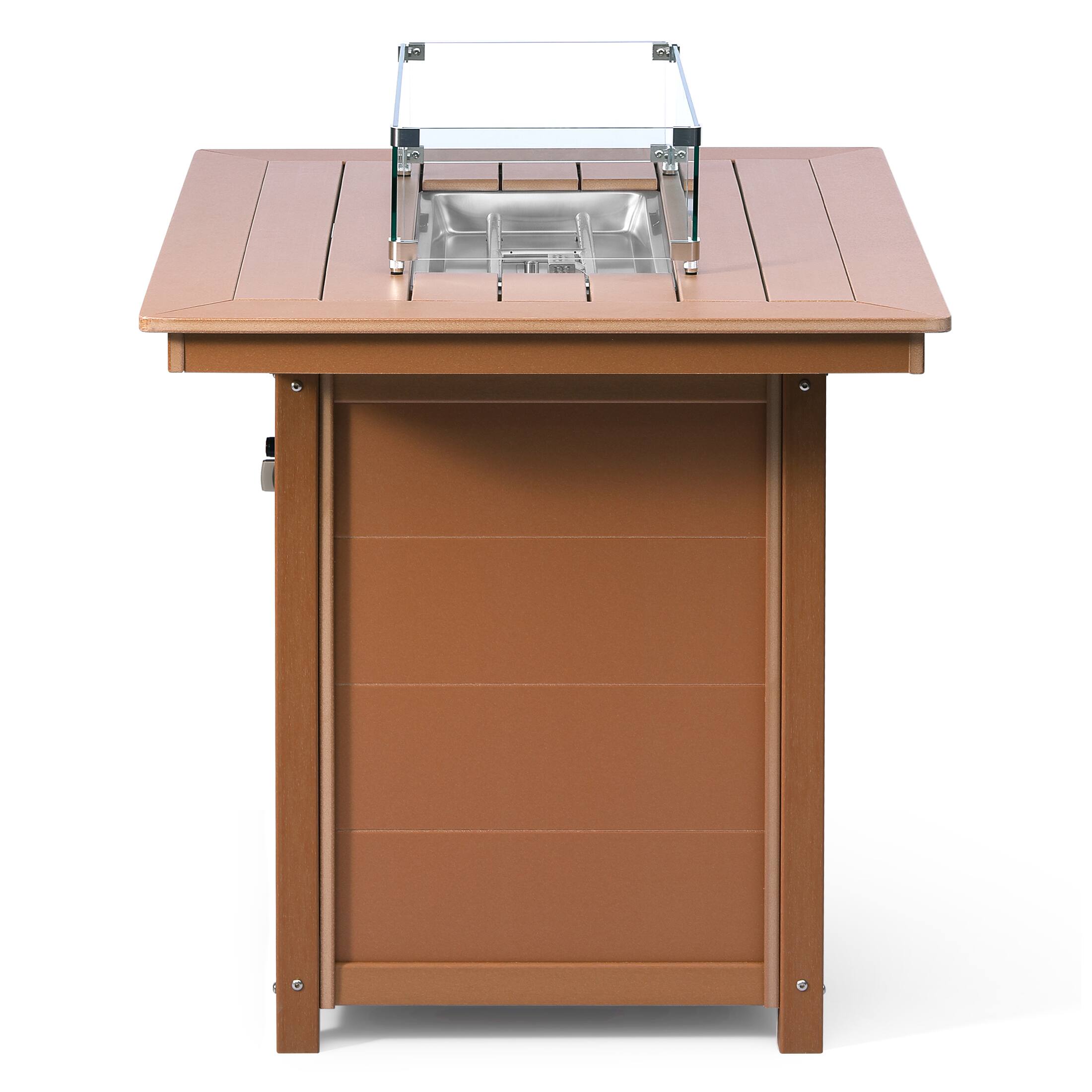 Alt View 1. WestinTrends - WestinTrends Helios 46" Modern Outdoor Patio Gas Propane Rectangle Fire Pit Table - Teak.