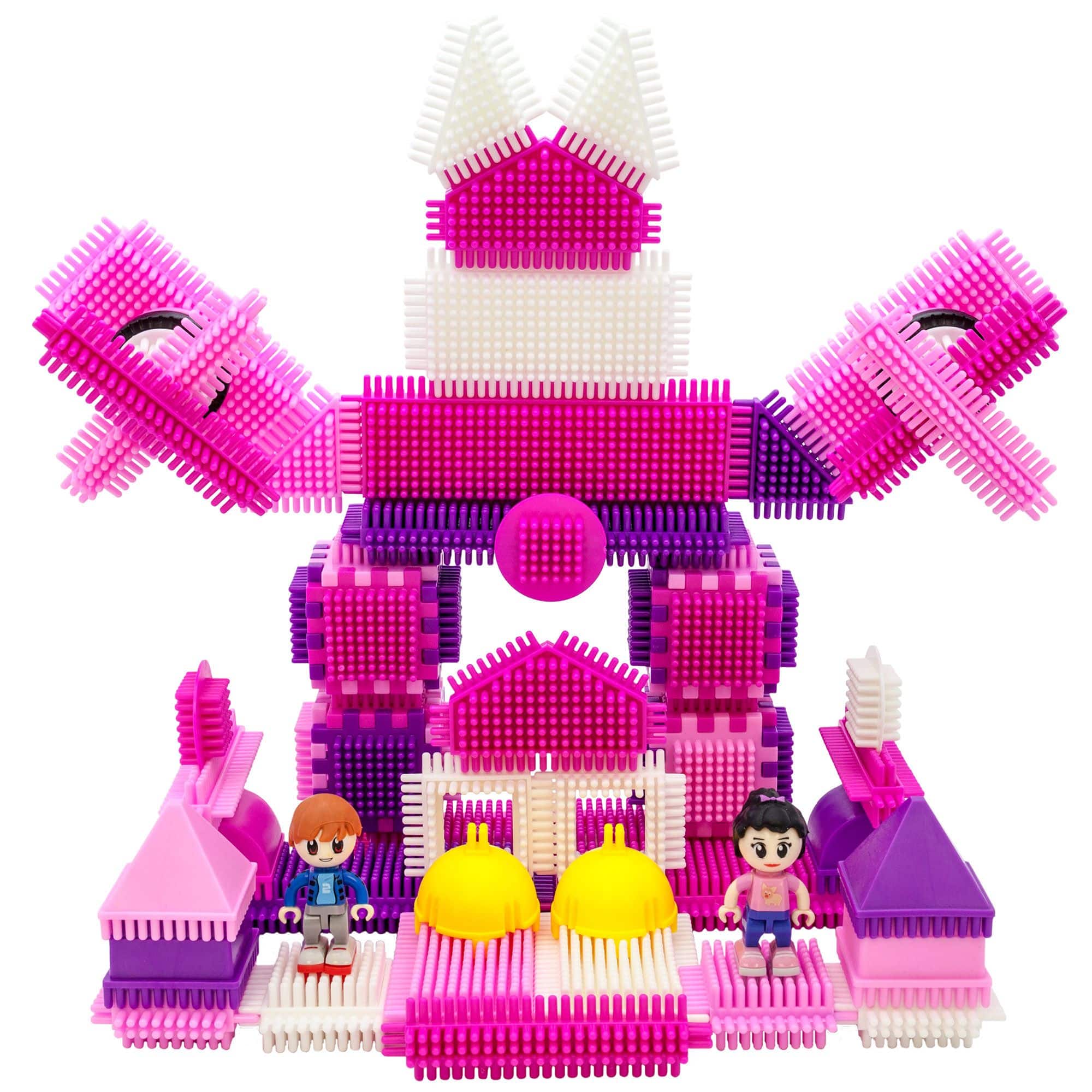 Photos - Construction Toy Castle PicassoTiles - PICASSO-TILES 106PCS Hedgehog Lock Building Blocks Tiles, Pink  Theme with Figures, STEM Educational To 