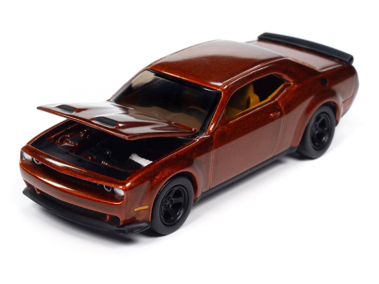 Left. Autoworld - 2021 Dodge Challenger SRT Super Stock Sinamon Stick Orange Metallic "Modern Muscle" Series 1/64 - Orange Metallic.
