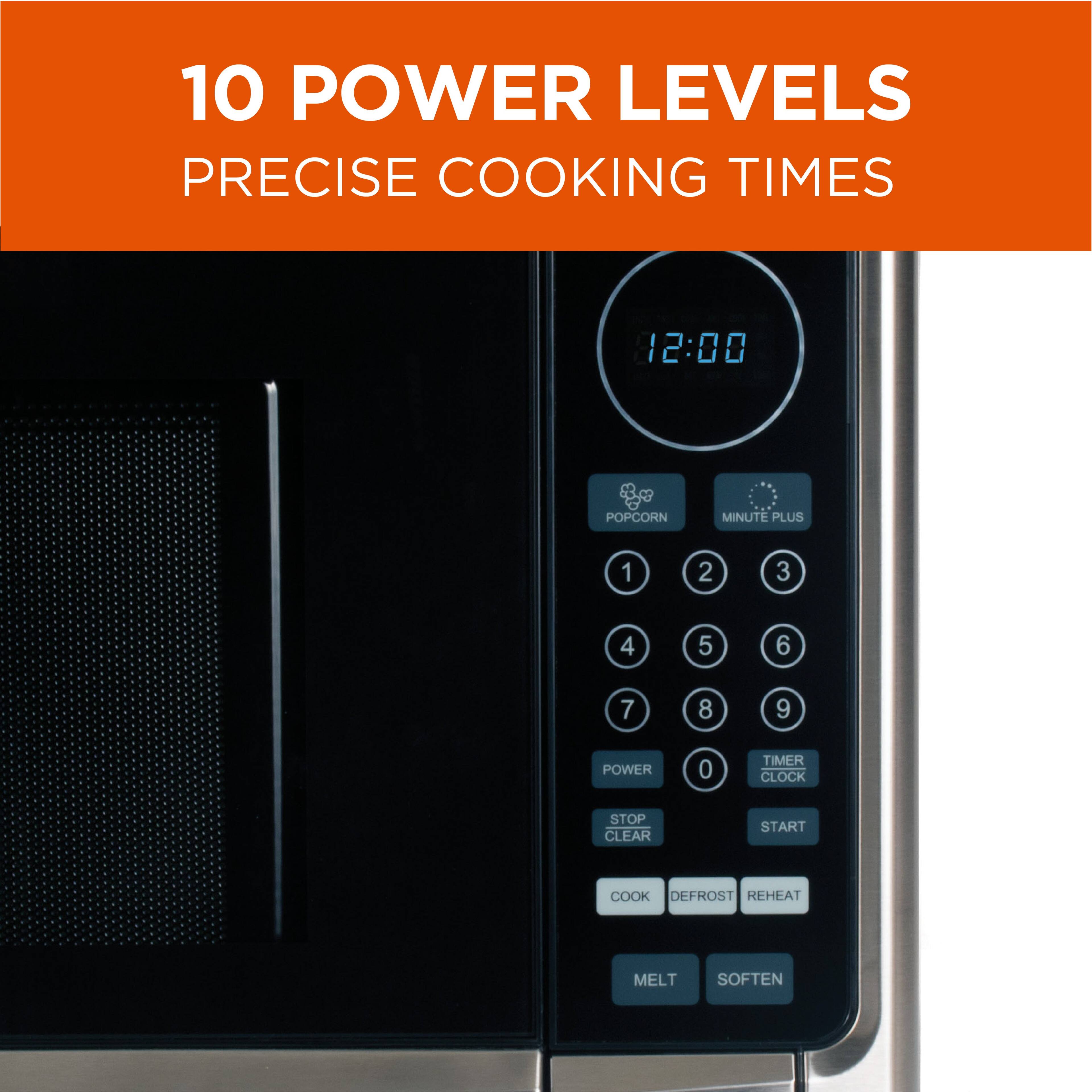 10 POWER LEVELS PRECISE COOKING TIMES

12:00
POPCORN
MINUTE PLUS
1 2 3 4 5 6 7 8 9
POWER 0
TIMER CLOCK
STOP CLEAR
START
COOK DEFROST REHEAT
MELT SOFTEN