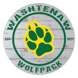Jardine - Washtenaw Community College 20'' x 20'' Indoor/Outdoor Weathered Circle Sign - White