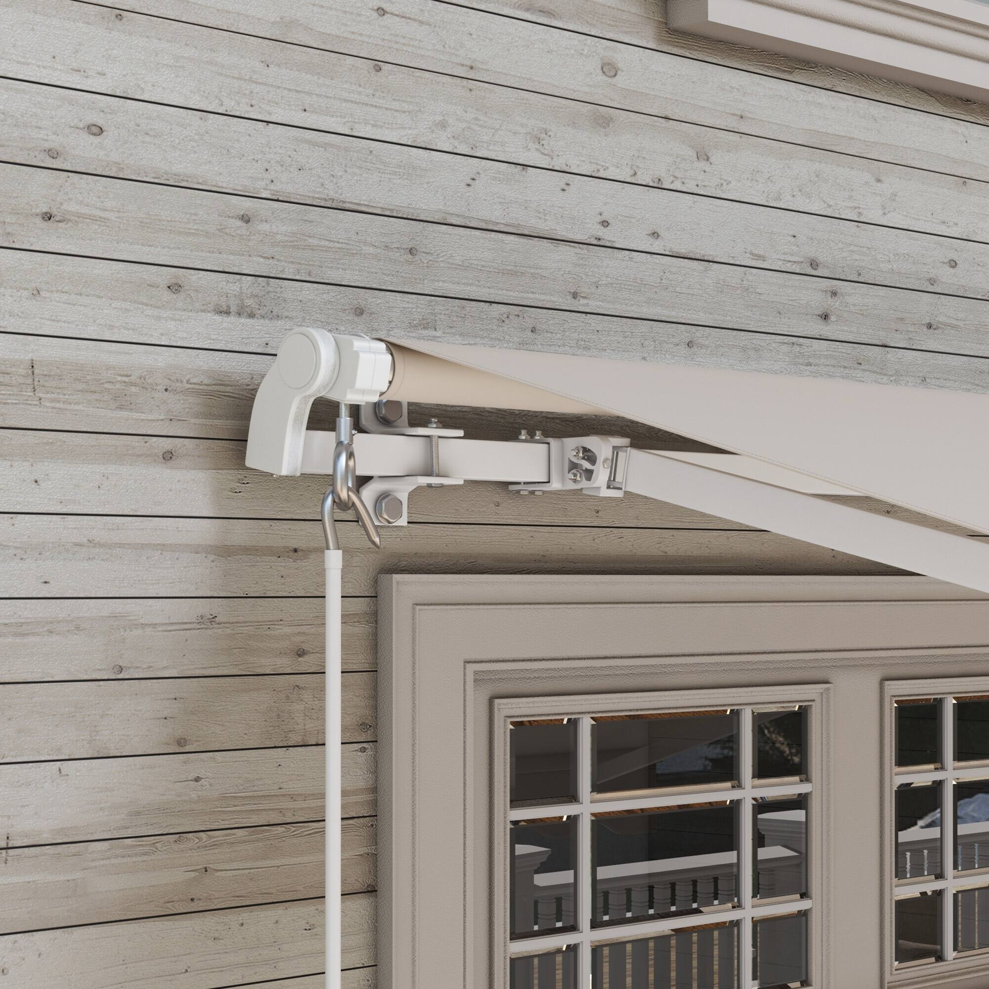 Alt View 7. Outsunny - 12' x 10' Retractable Awning Patio Awnings Sun Shade Shelter with Manual Crank Handle, 280g/m² UV - Cream White.