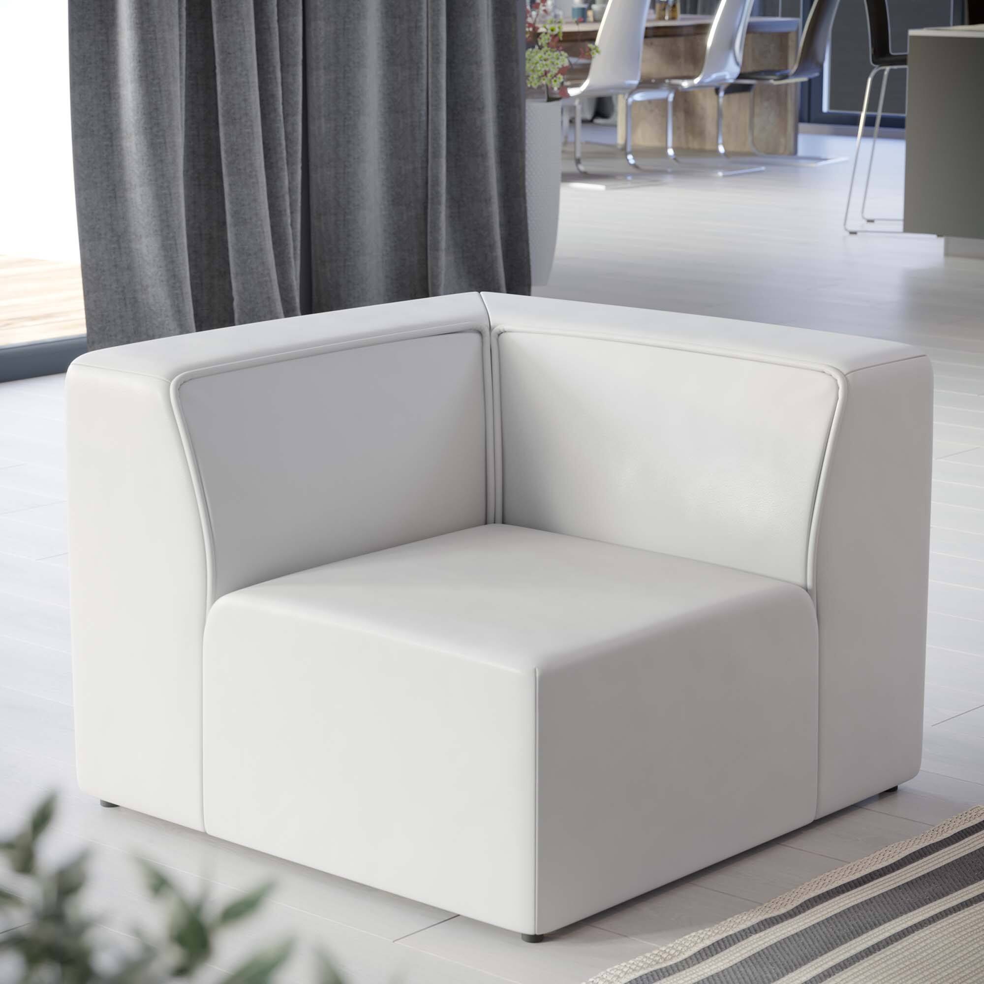 Alt View 5. Modway - Mingle Vegan Leather Corner Chair by Modway - White.