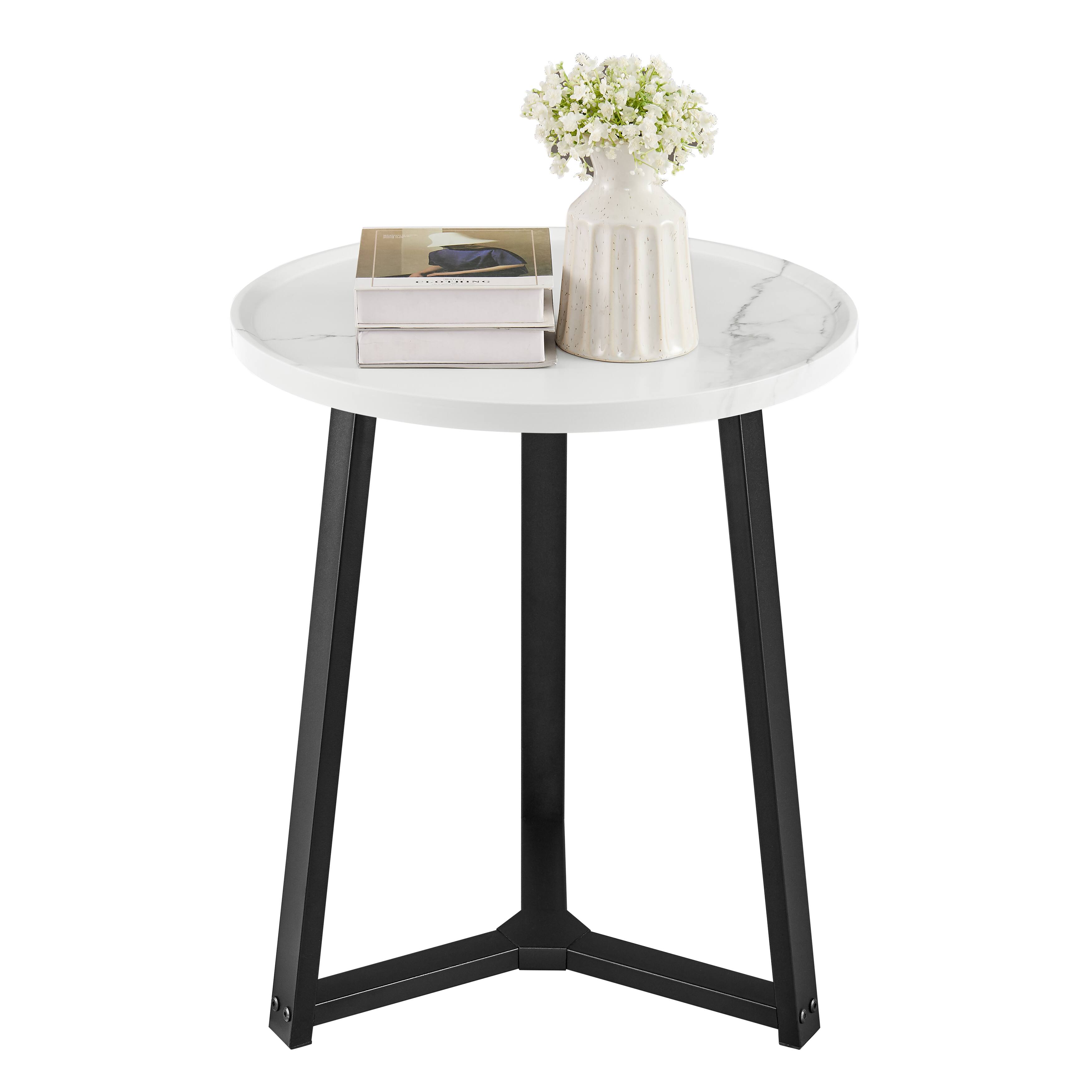Alt View 8. Danya B - Harper Round Side Accent Table - White Marble/Black - White Marble/Black.