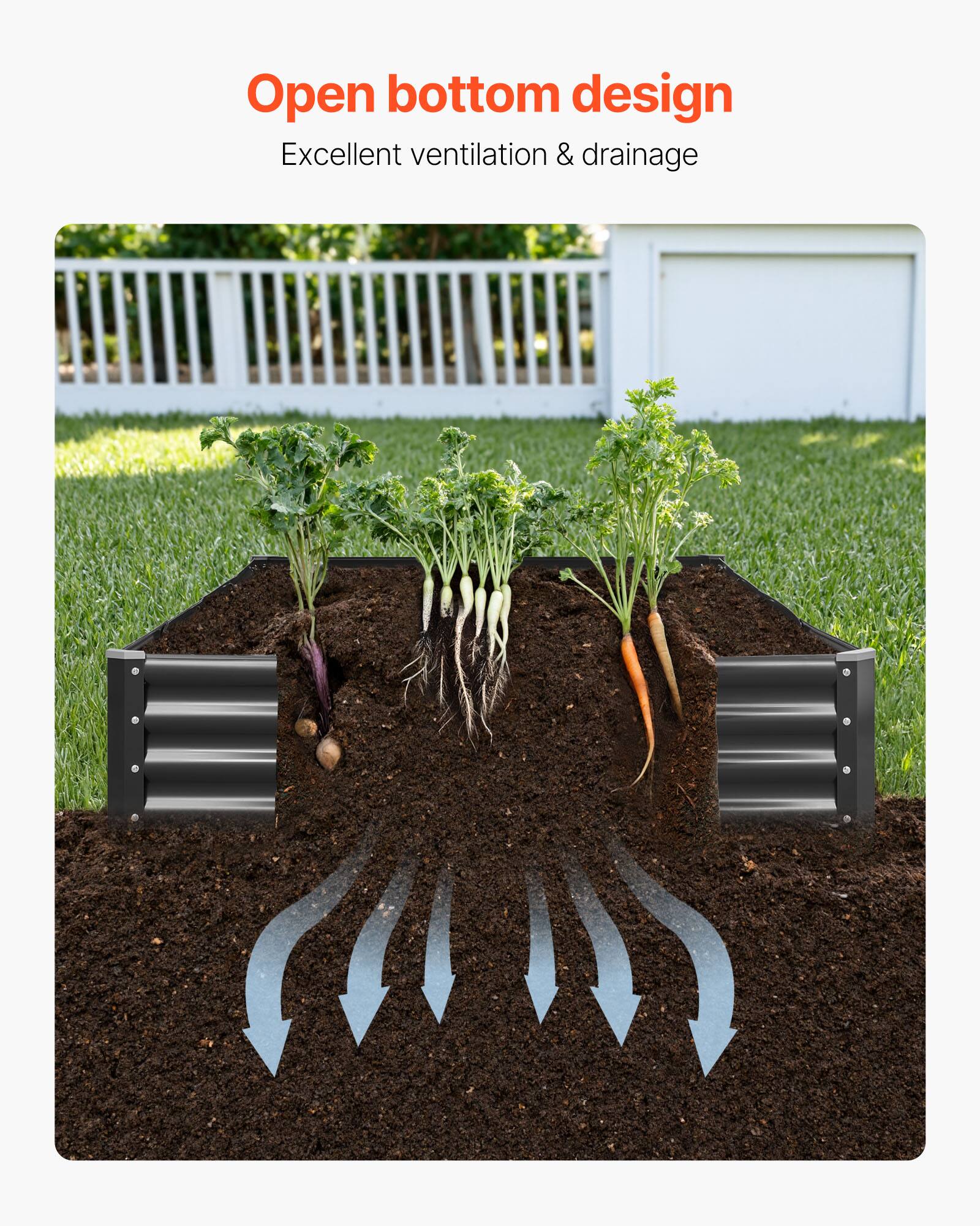 Open bottom design  
Excellent ventilation & drainage