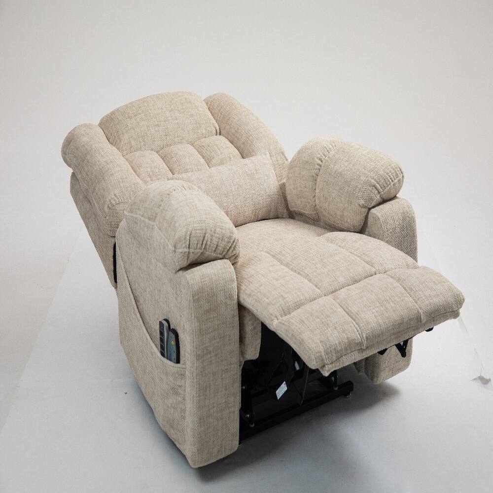 Alt View 8. Ropilly - Ropilly power lift recliner for big and tall seniors lay flat lift chair with heat and massage cream chenille - Cream.