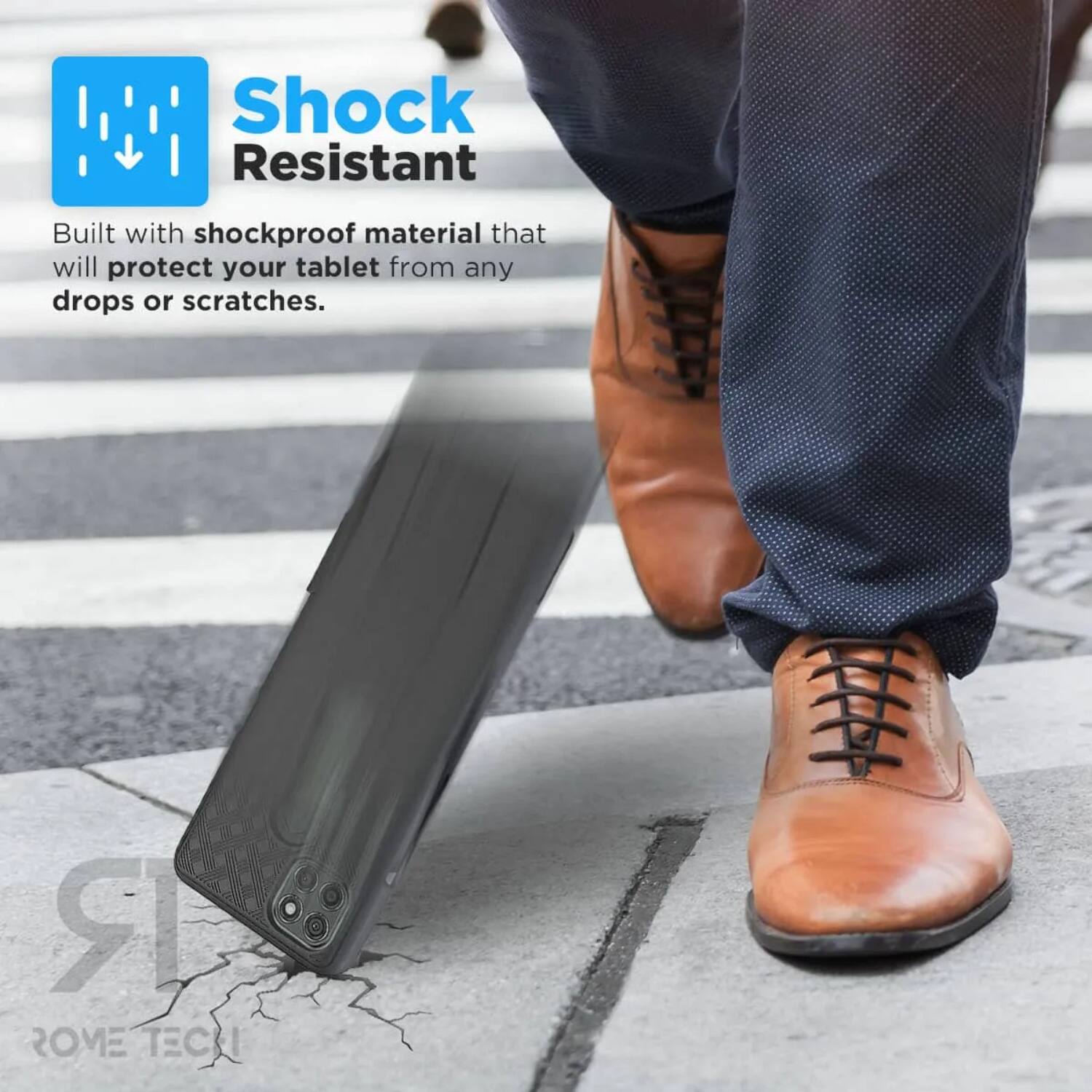 Shock Resistant

Built with shockproof material that will protect your tablet from any drops or scratches.

ROME TECH