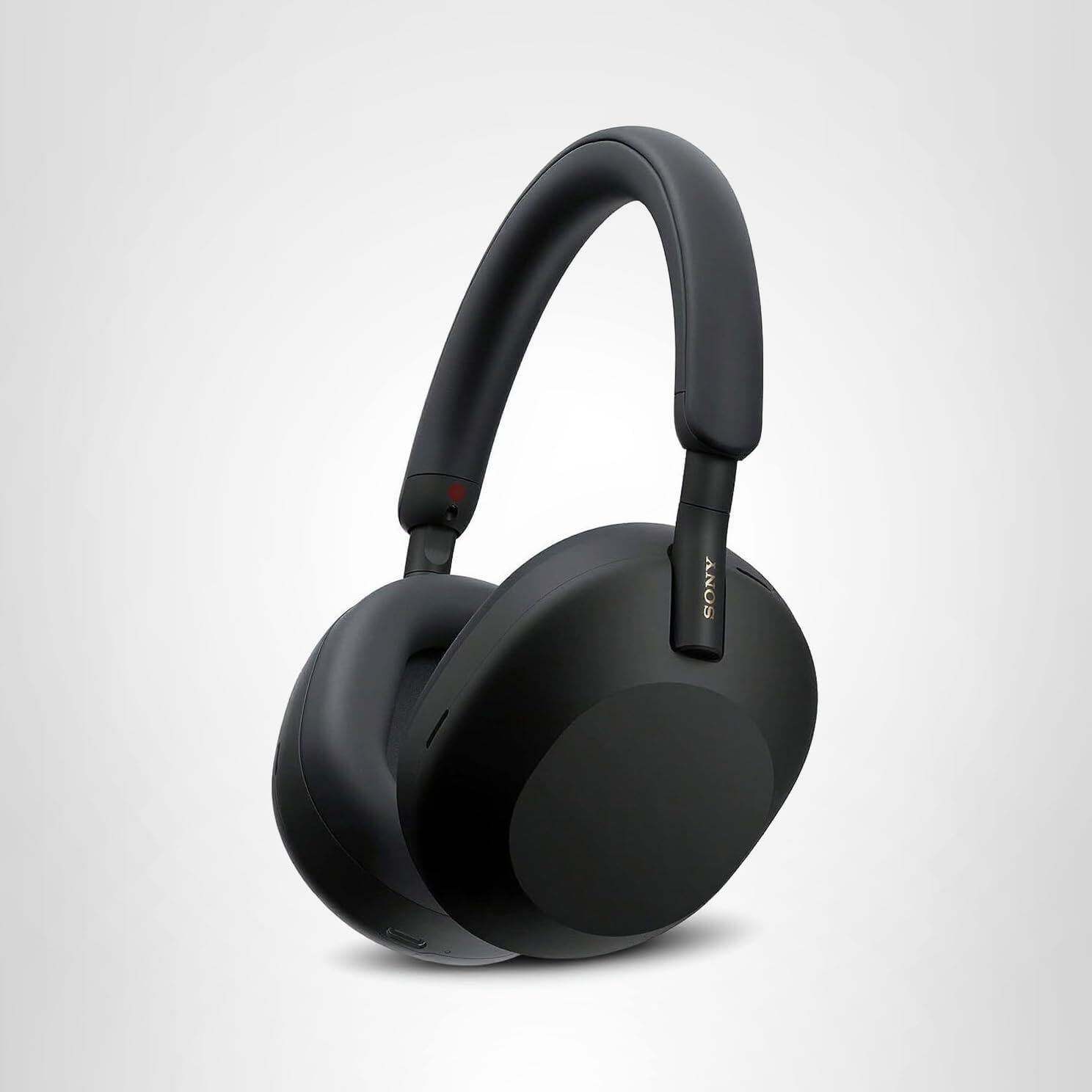 Angle. Sony - Sony - WH-1000XM5 Wireless Noise Cancelling Over-the-Ear Headphones - Black.