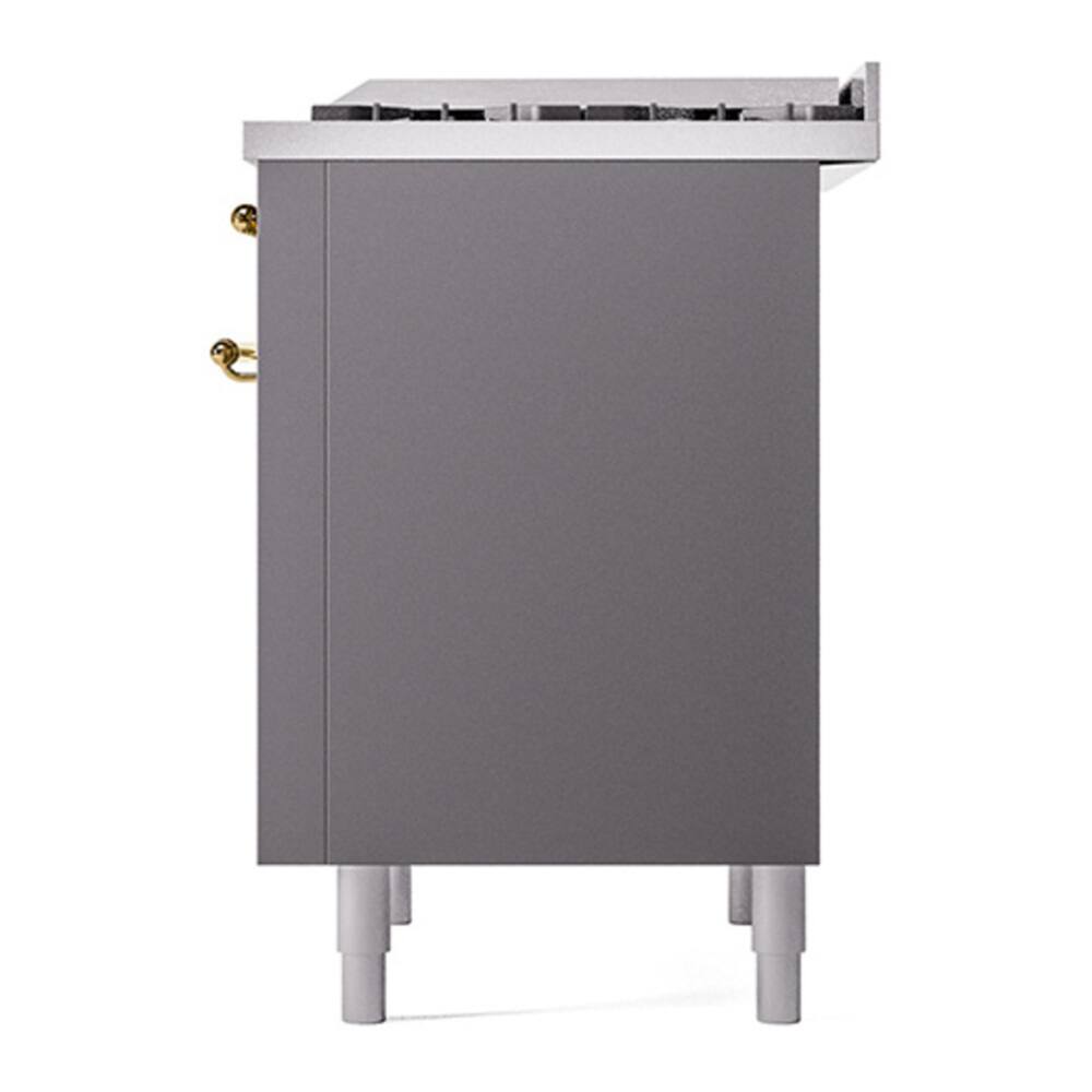 Alt View 8. ILVE - ILVE Nostalgie II Series 36 in. Dual Fuel Range with 6 Sealed Burners + Griddle (Liquid Propane, Brass Trim) - Graphite Matte.