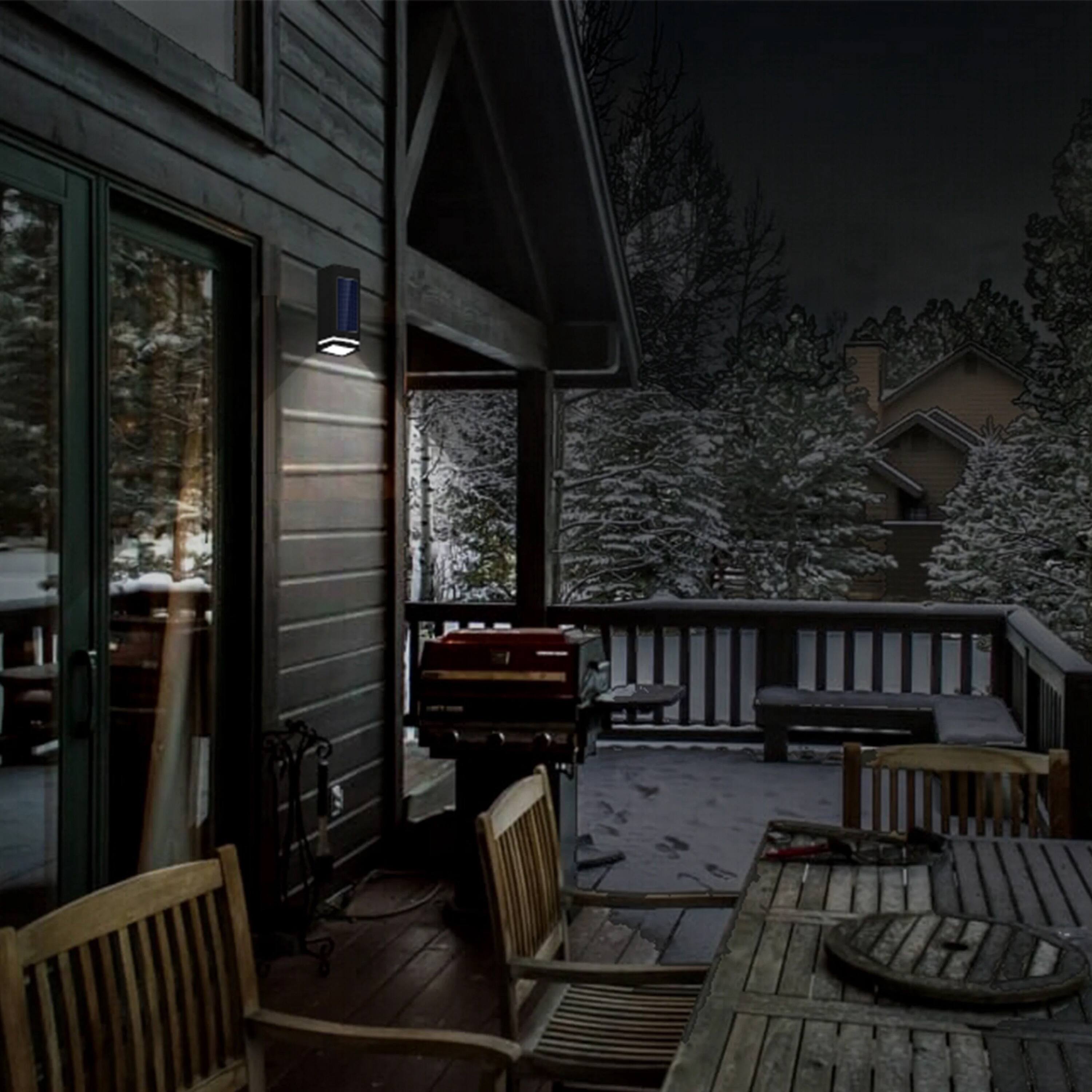 Alt View 4. Techko Maid - Solar Outdoor LED Wall Sconce - Single Direction Light - Black.