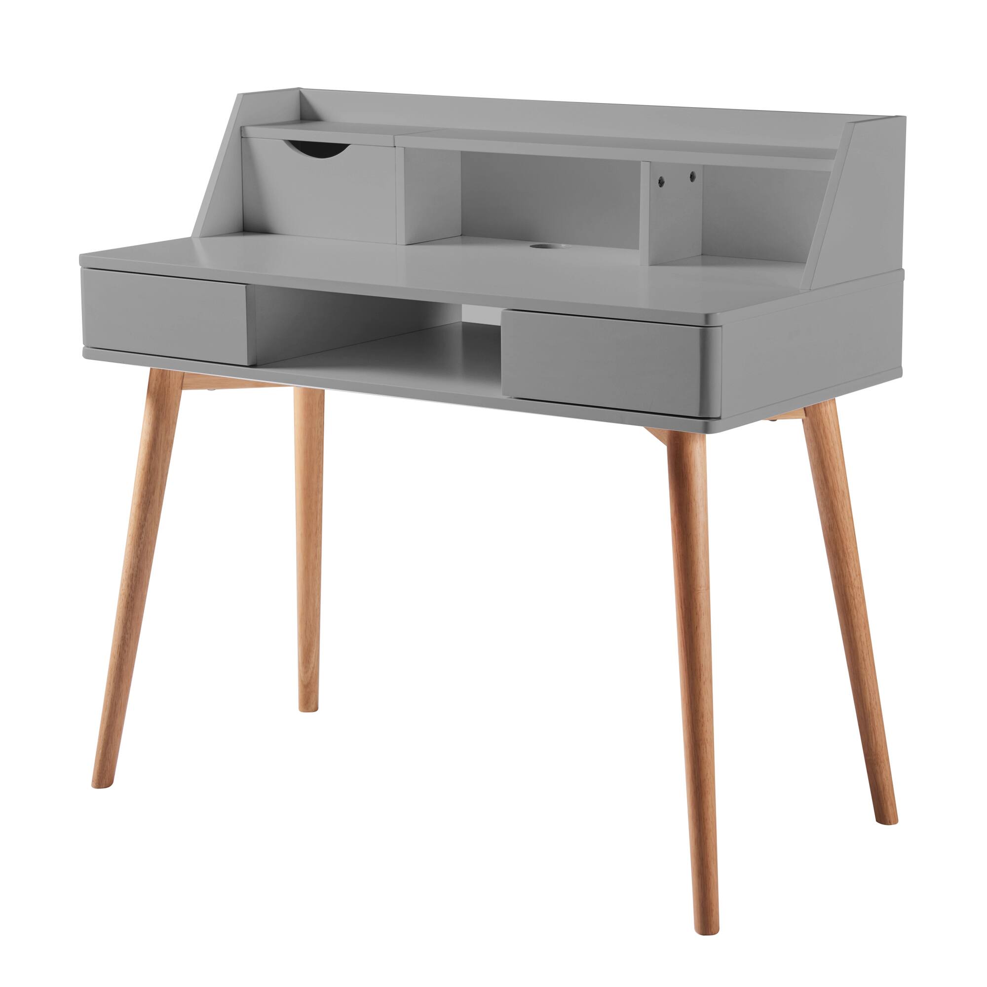 Left. Teamson Home - Creativo Writing Desk with Storage - Grey.