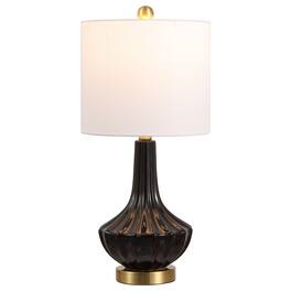 Jonathan Y - Parker 21.5" Contemporary Traditional Ceramic/Metal Gourd LED Table Lamp, Brass/ - Black