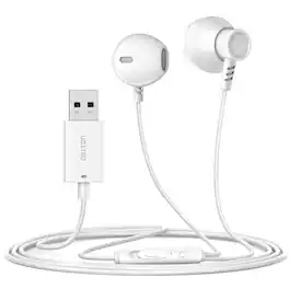 Delton - 10E USB Wired Computer Headset/Headphone with Microphone, White