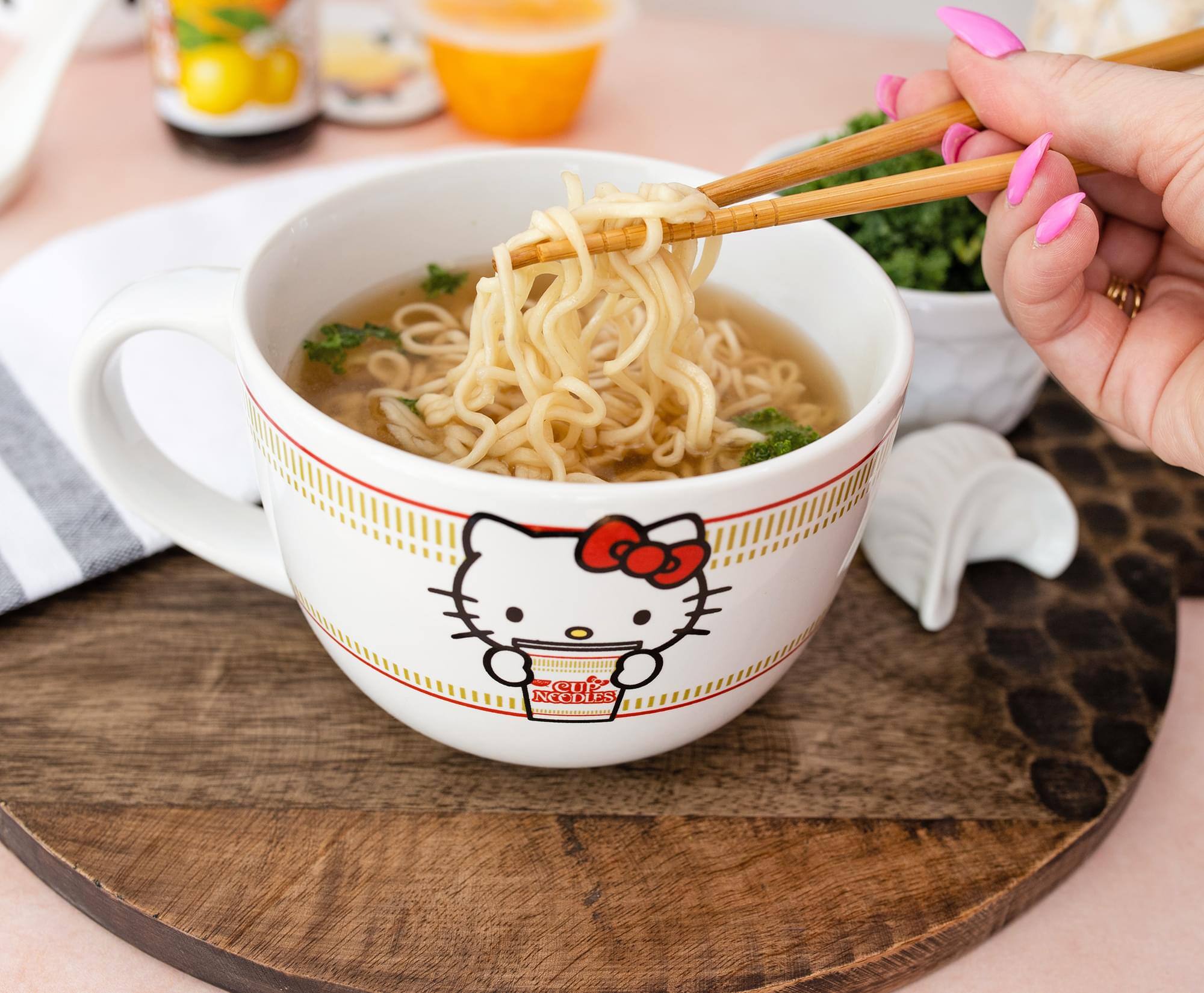 Alt View 3. Silver Buffalo - Sanrio Hello Kitty x Nissin Cup Noodles Ceramic Soup Mug | Holds 24 Ounces - Red.