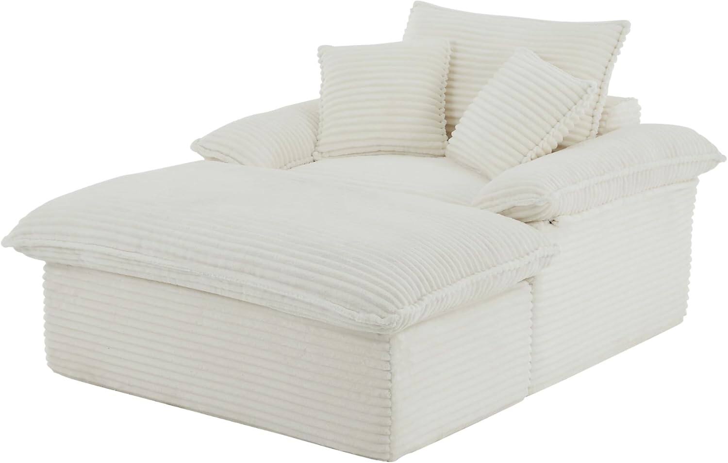 Alt View 8. Trinkets Crazed - Modern Oversized Single Sofa Chair with Footrest Upholstered Chaise Lounge - white.