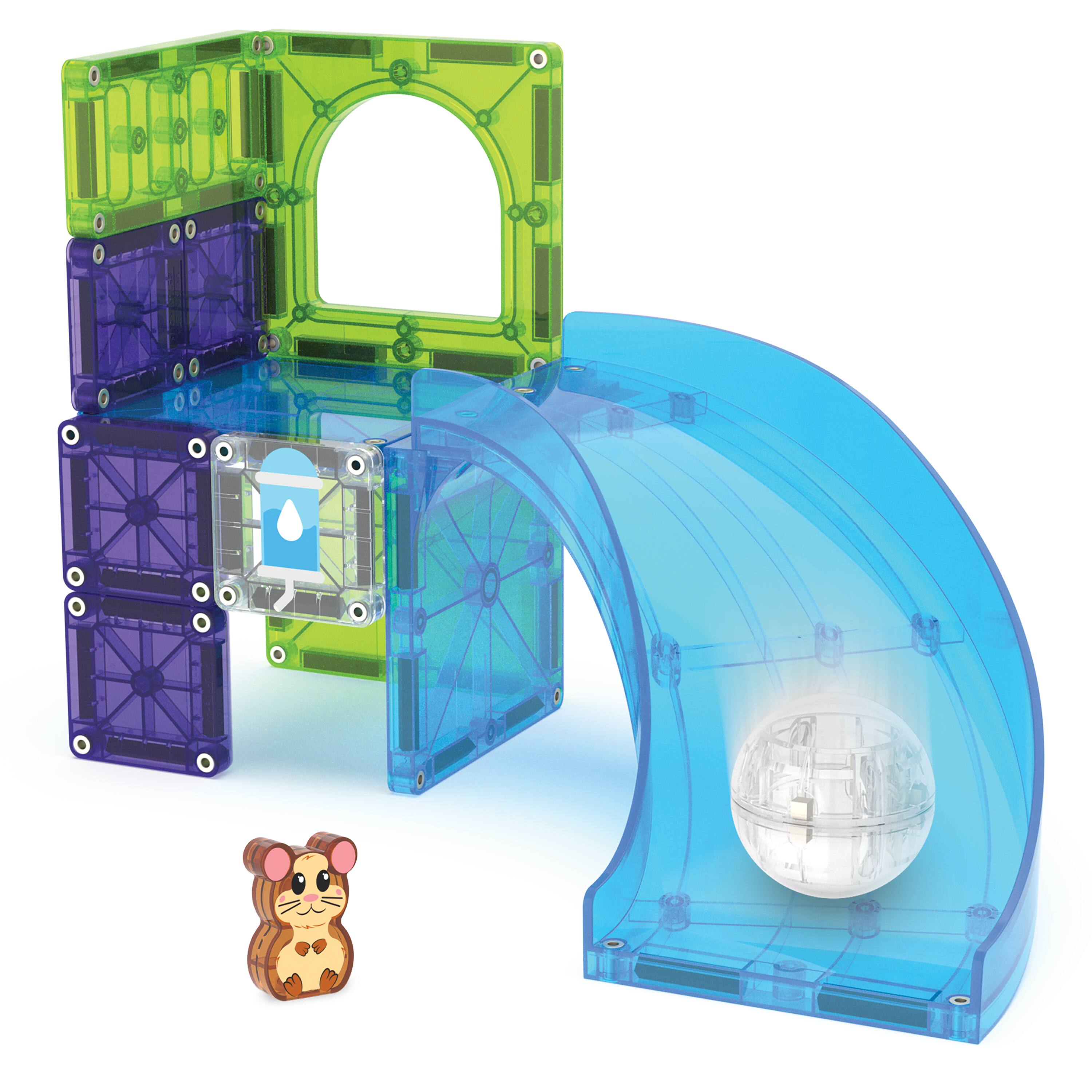 Left. Magna-Tiles - Hamster Ball 13-Piece Magnetic Construction Set, THE ORIGINAL MAGNA-TILES.