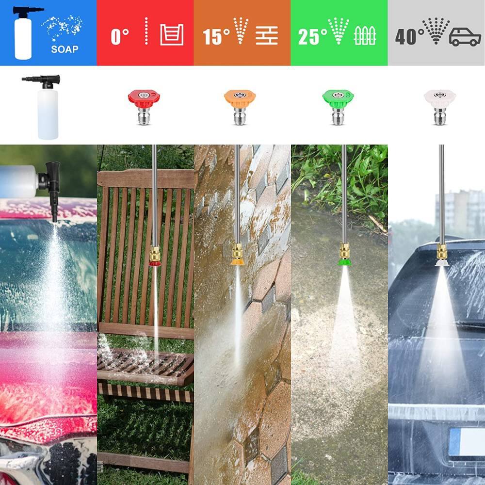 Left. Winado - 3800 PSI 2.8GPM Electric High Pressure Washer with Touch Screen Adjustment Pressure & 4 Nozzles and Telescopic Handle - Green.